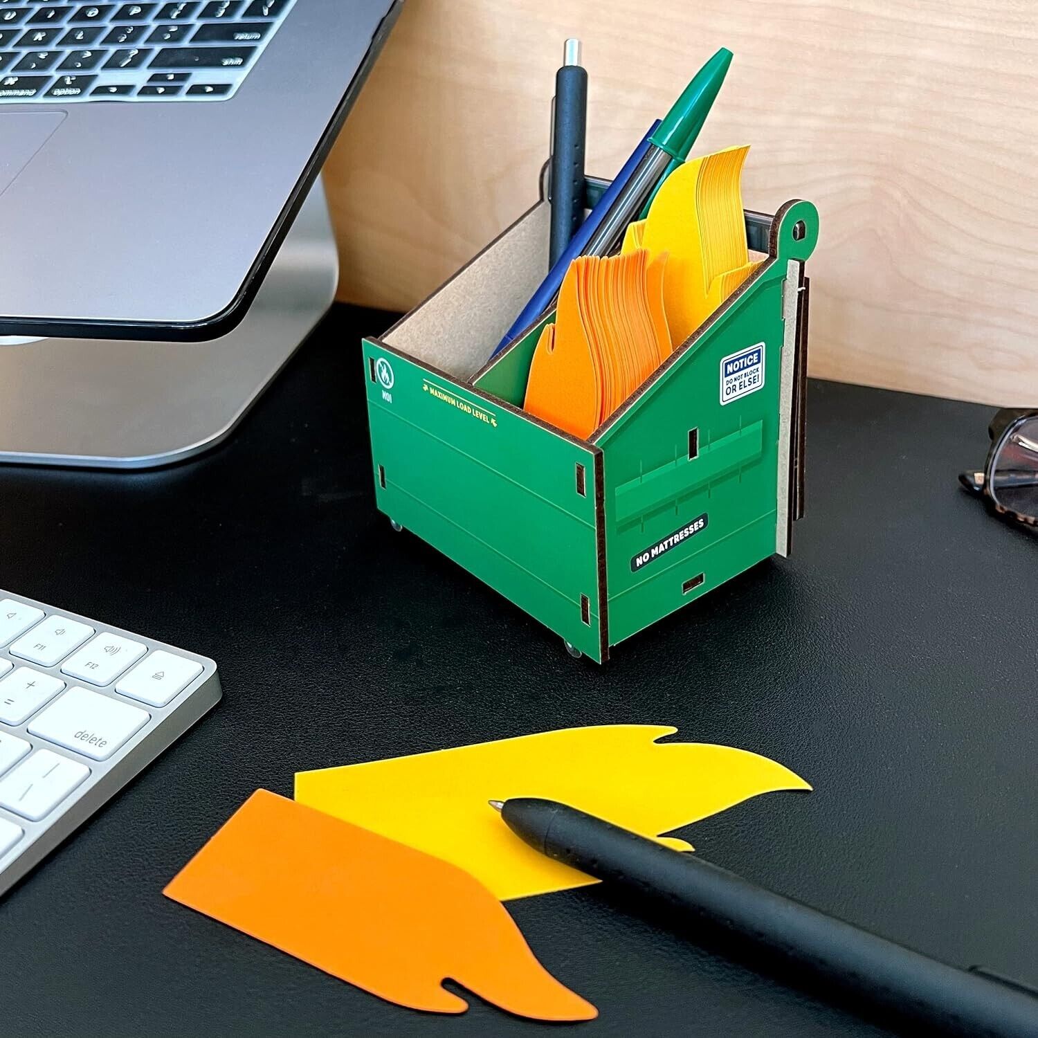Desk Dumpster Pencil Holder with Note Cards Assorted 5280917 3 Compartments Desk