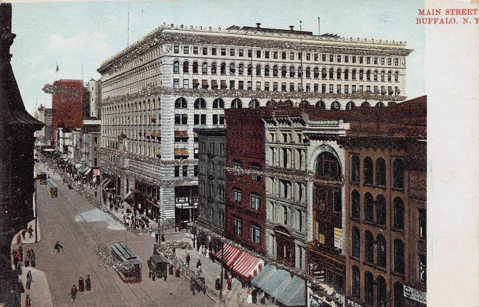 View of Main Street, Buffalo, New York, Very Early Postcard, Unused