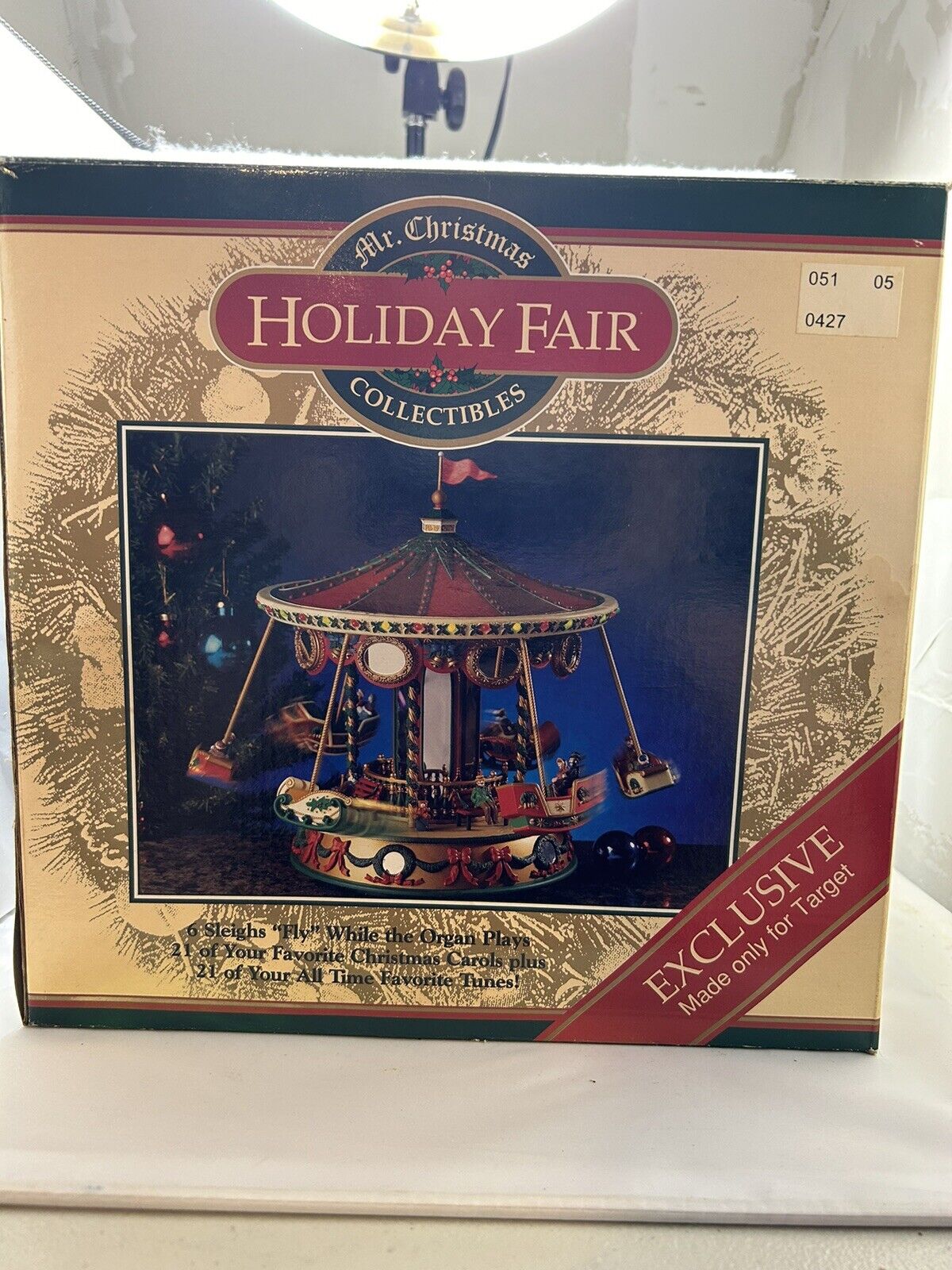 VTG 1996 Mr Christmas Holiday Fair Carousel 42 Song Musical Flying Sleigh Ride