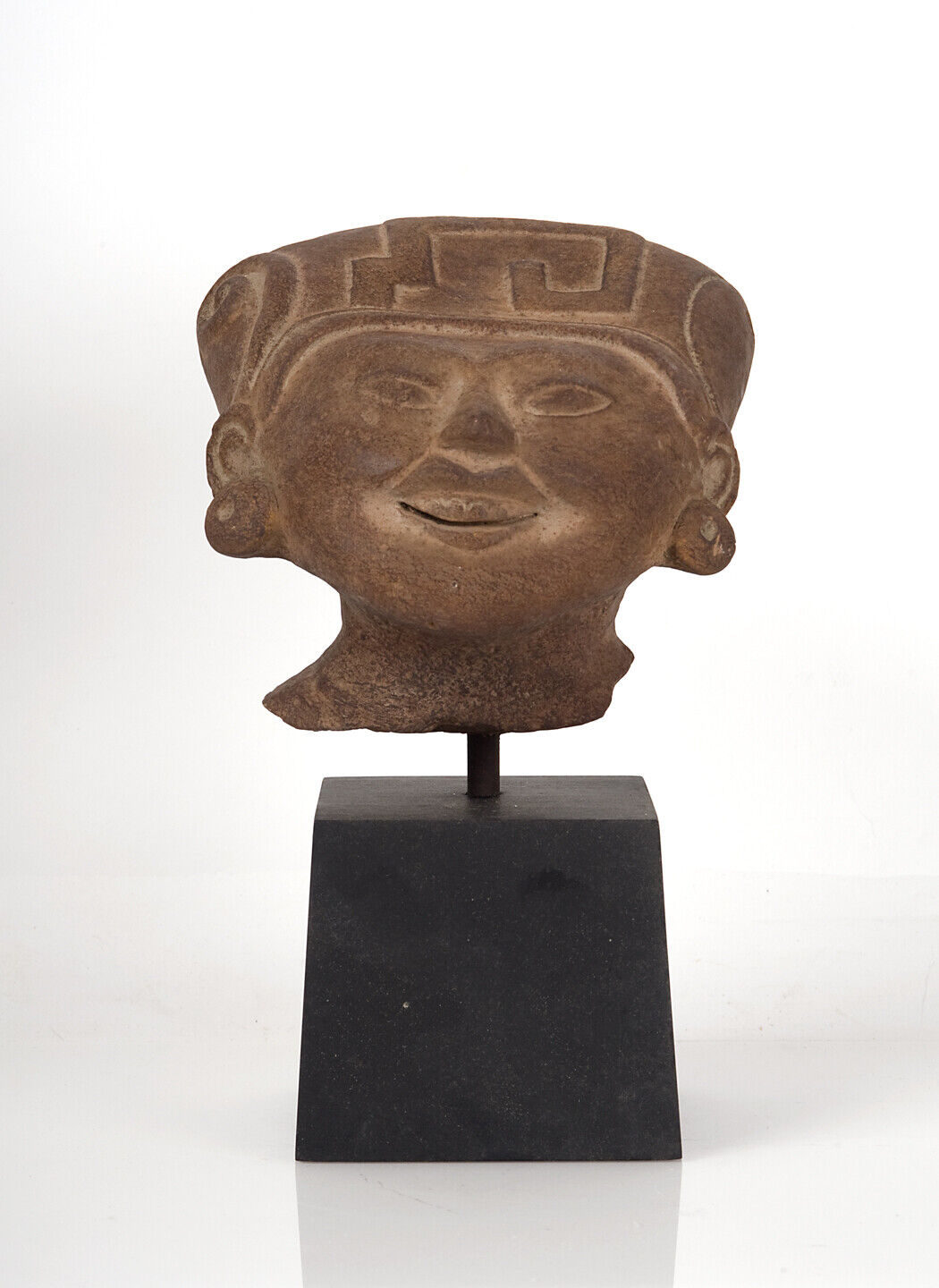 1977 Head of Smiling Figure Statue Veracruz Mexico Remojadas Culture ALVA STUDIO