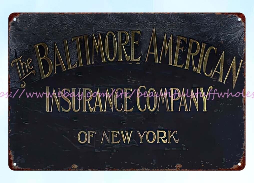 interior home The Baltimore American Insurance Company New York metal tin sign