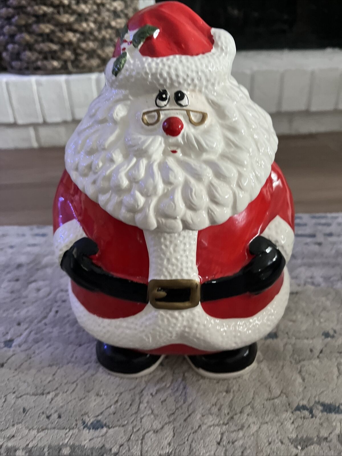 Vintage Santa Cookie Jar Christmas Whimsical Fat Xmas