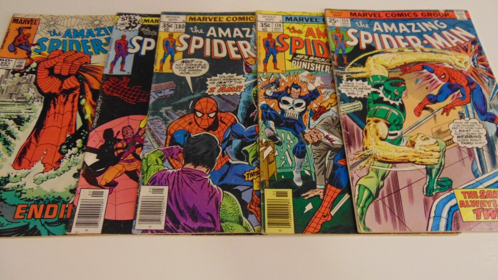 Amazing Spider-Man #154 174 180 188 251 LOT OF 5 W/ Punisher GREEN GOBLIN READER