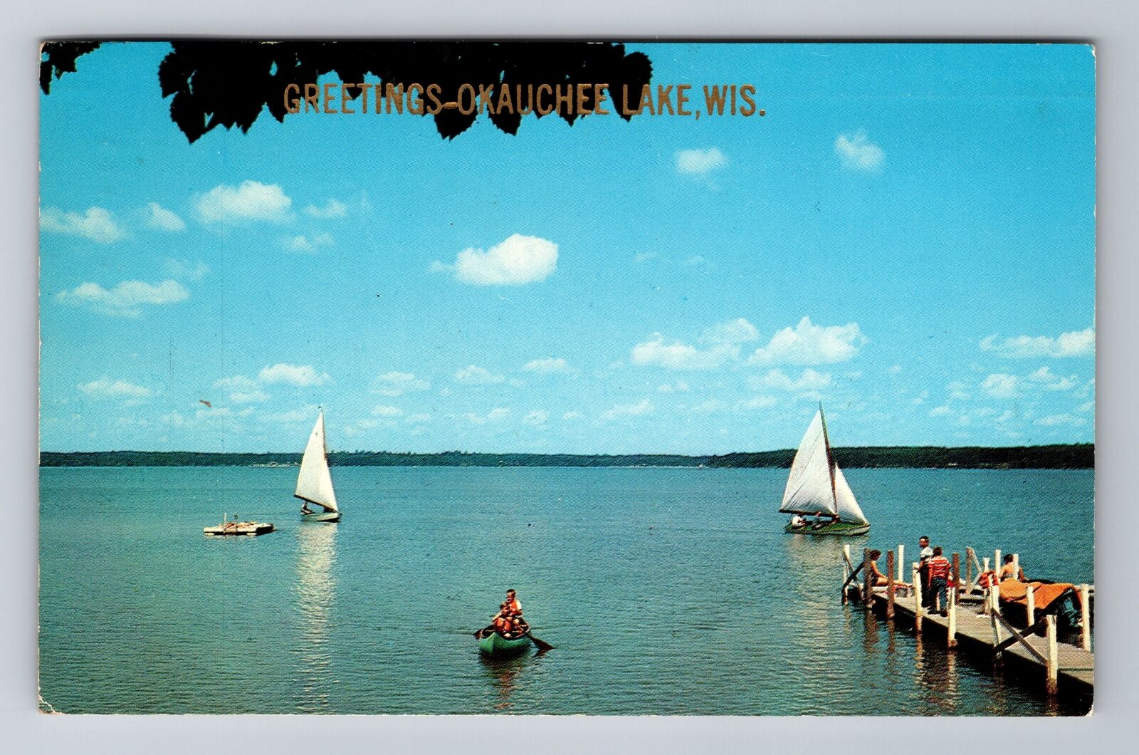 Okauchee Lake WI-Wisconsin, General Greetings, Antique c1962 Vintage Postcard