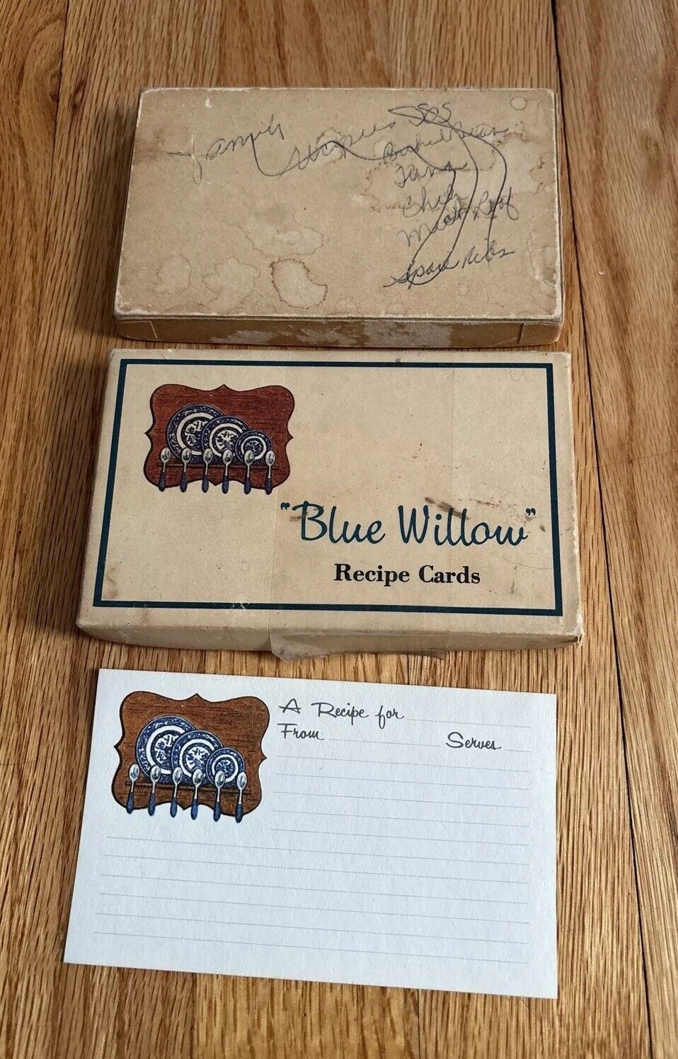 Vintage Blue Willow Pattern Recipe Cards RARE Cooking