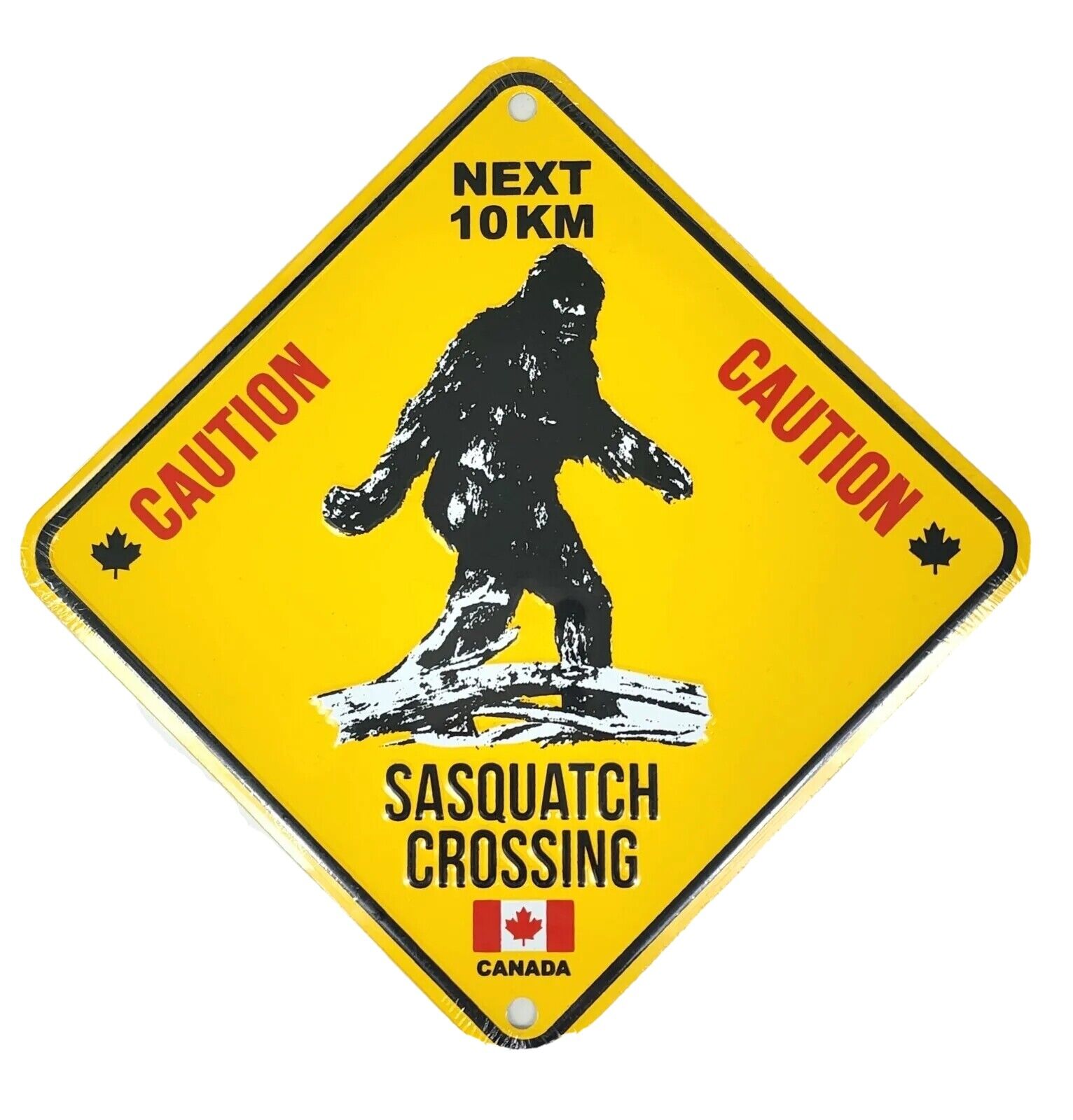 SASQUATCH CROSSING Canada Embossed Aluminum Caution Sign Big Foot Wall Décor