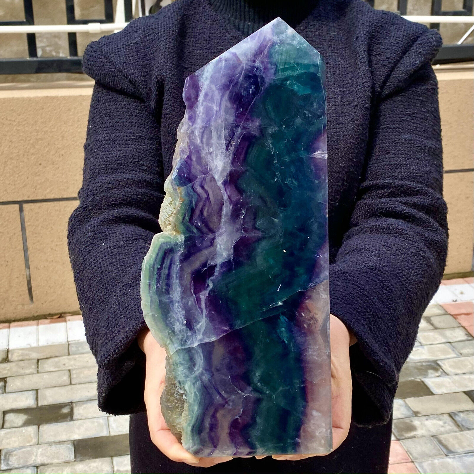 8.97LB Natural Fluorite Crystal Column Magic Wand Obelisk Point Earth Healing