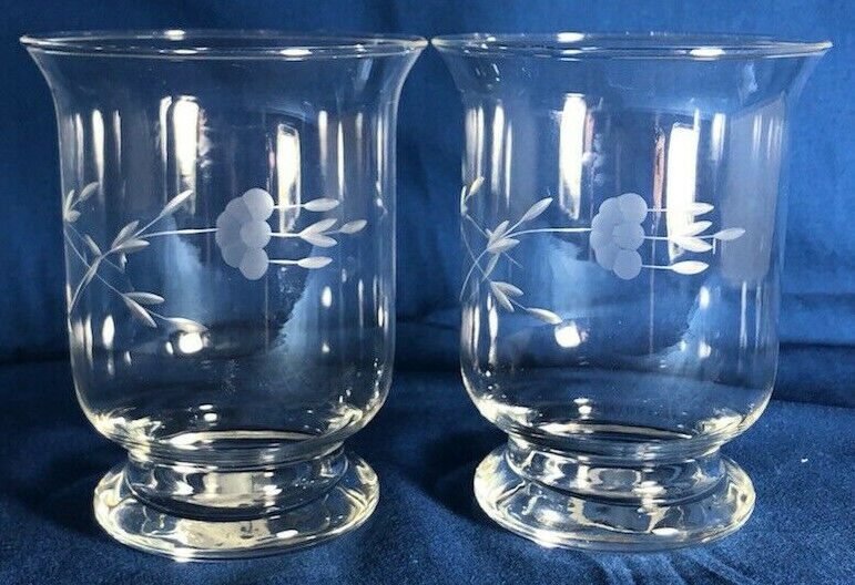 NEW IN BOX 2 PRINCESS HOUSE # 690 CRYSTAL HERITAGE VOTIVE GLASS CANDLE HOLDERS 