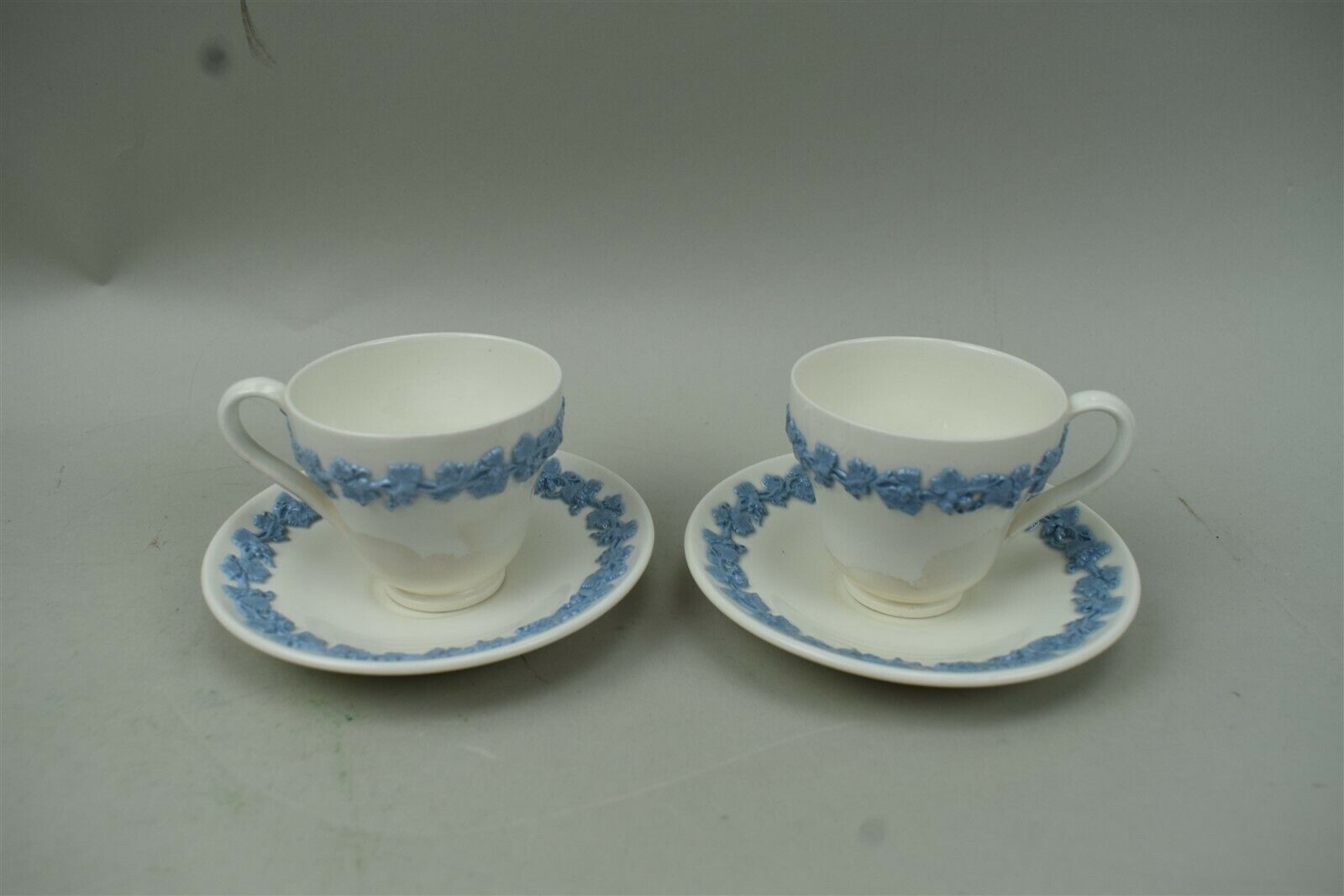 Wedgwood Queensware Demitasse Cup & Saucer Smooth Edge Set of 2