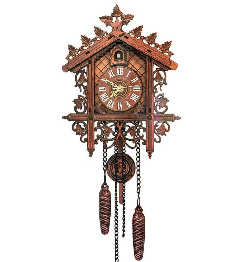 Cuckoo Wall Clock Vintage Antique Wooden Hanging Clock Home Living Room Decor