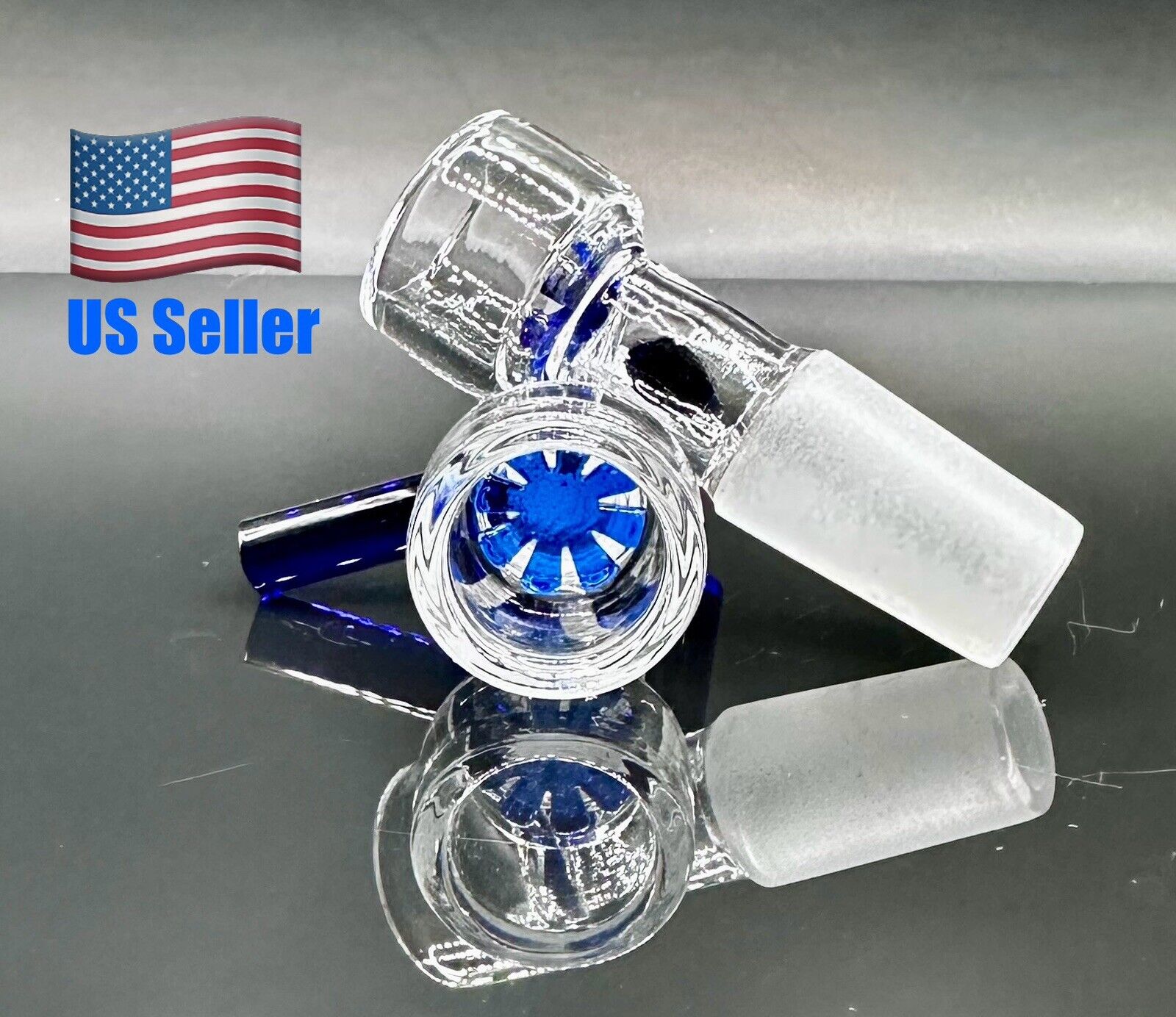 1x 14mm Blue Glass SNOWFLAKE SCREEN Slide BOWL Male for Glass Water Pipe Bong