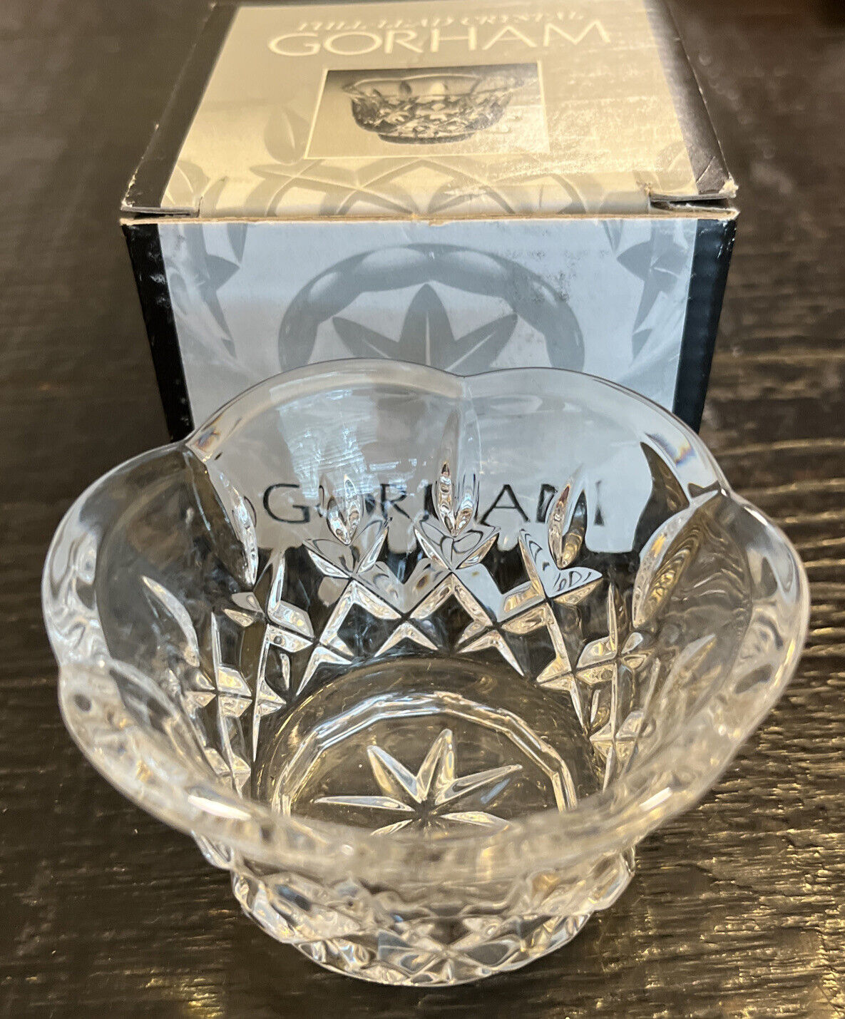 Gorham Crystal King Edward Votive Glass Candleholder C471 w/ Original Box