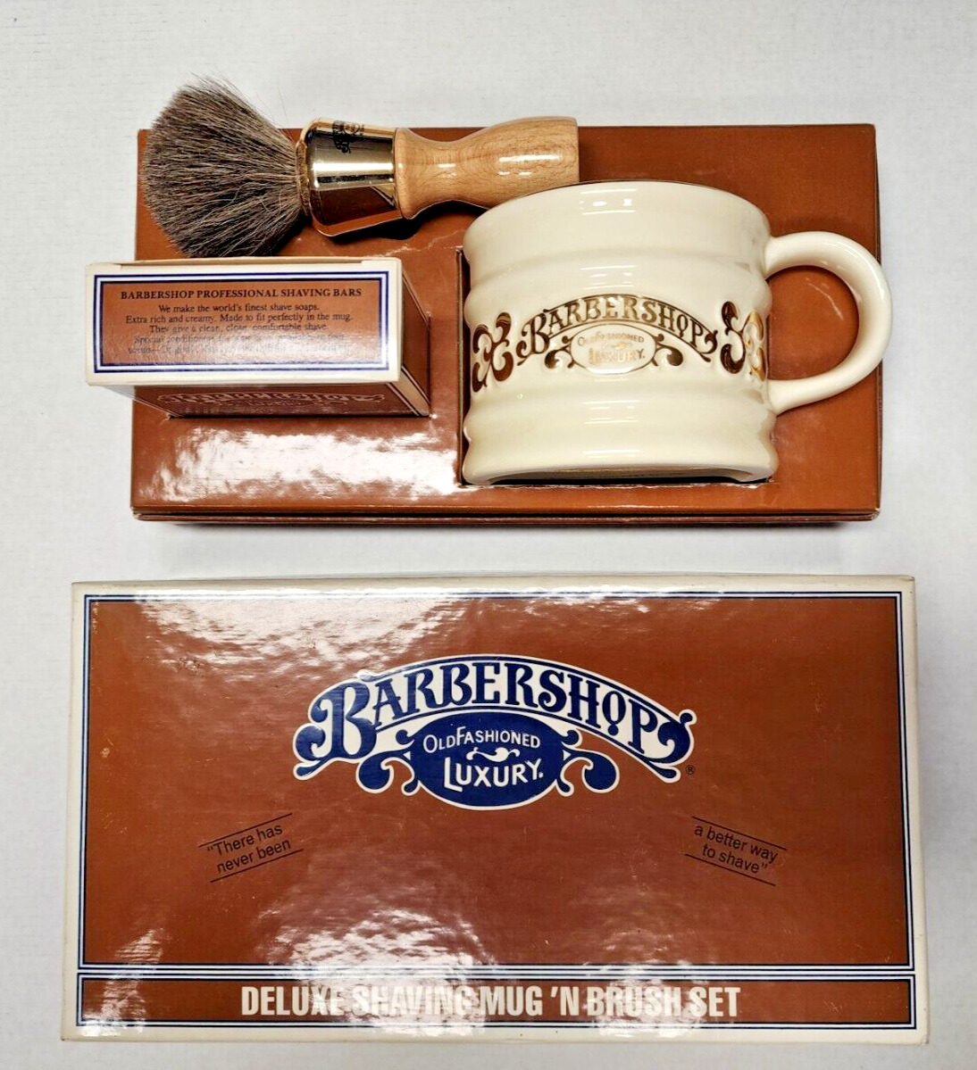 Stoneware Shaving Mug Set With Soap And Brush - Never Used - Think Father\'s Day