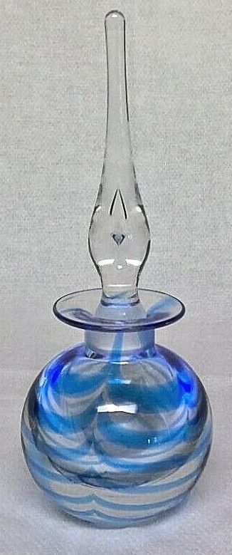 Pairpoint Blue Swirl Perfume Bottle Paperweight Controlled Bubble Stopper 