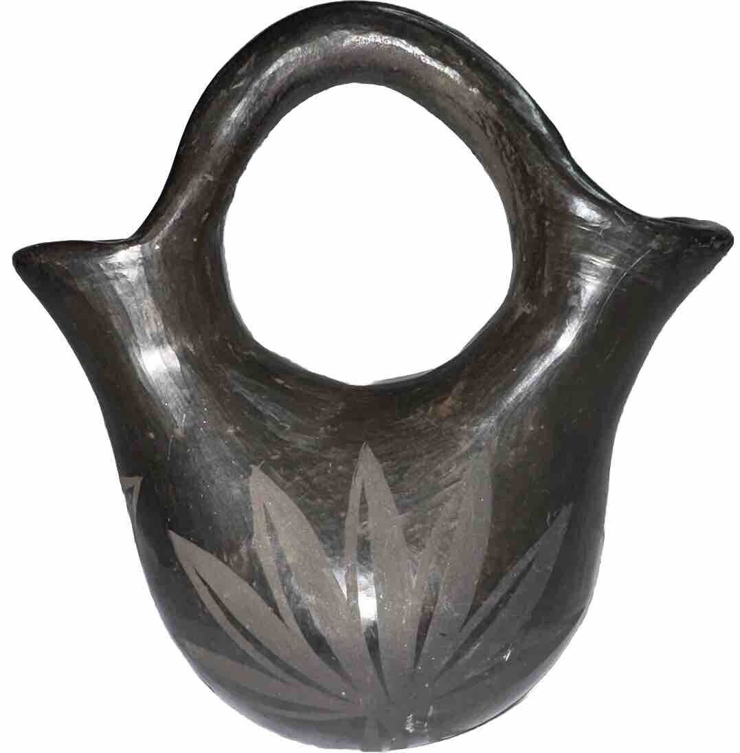 Vintage Navajo Blackware Pottery Native American Ceramic Wedding Bud Vase 