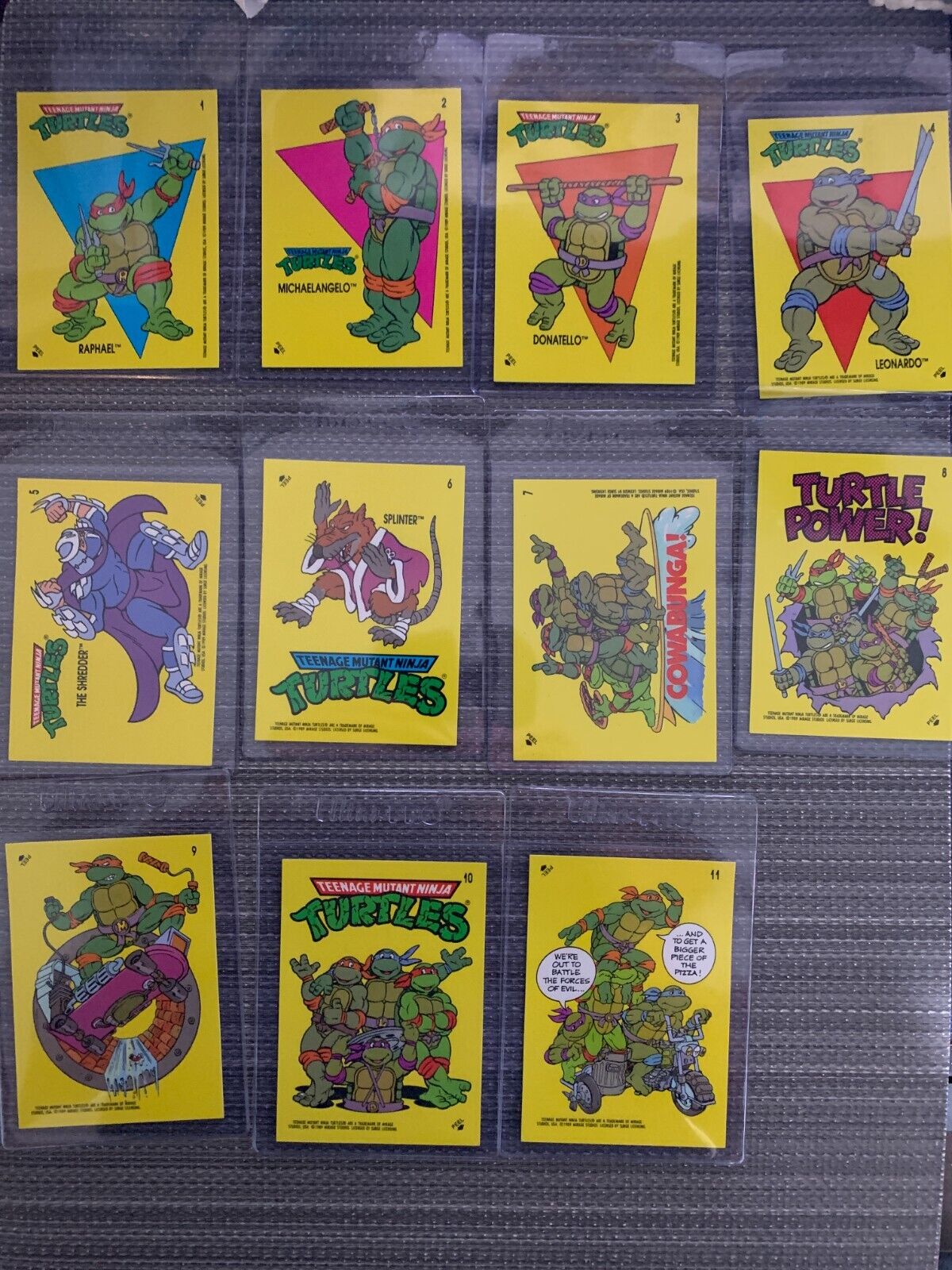 1989 Topps TMNT 11 CARD SET Mutant Ninja Turtles  Stickers Complete Set
