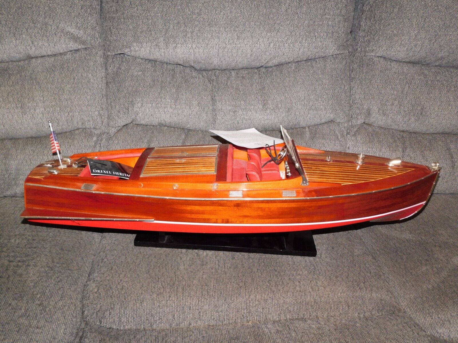 Drexel Heritage Replica of Chris Craft Wooden Model Racing Boat RUN-A-BOUT