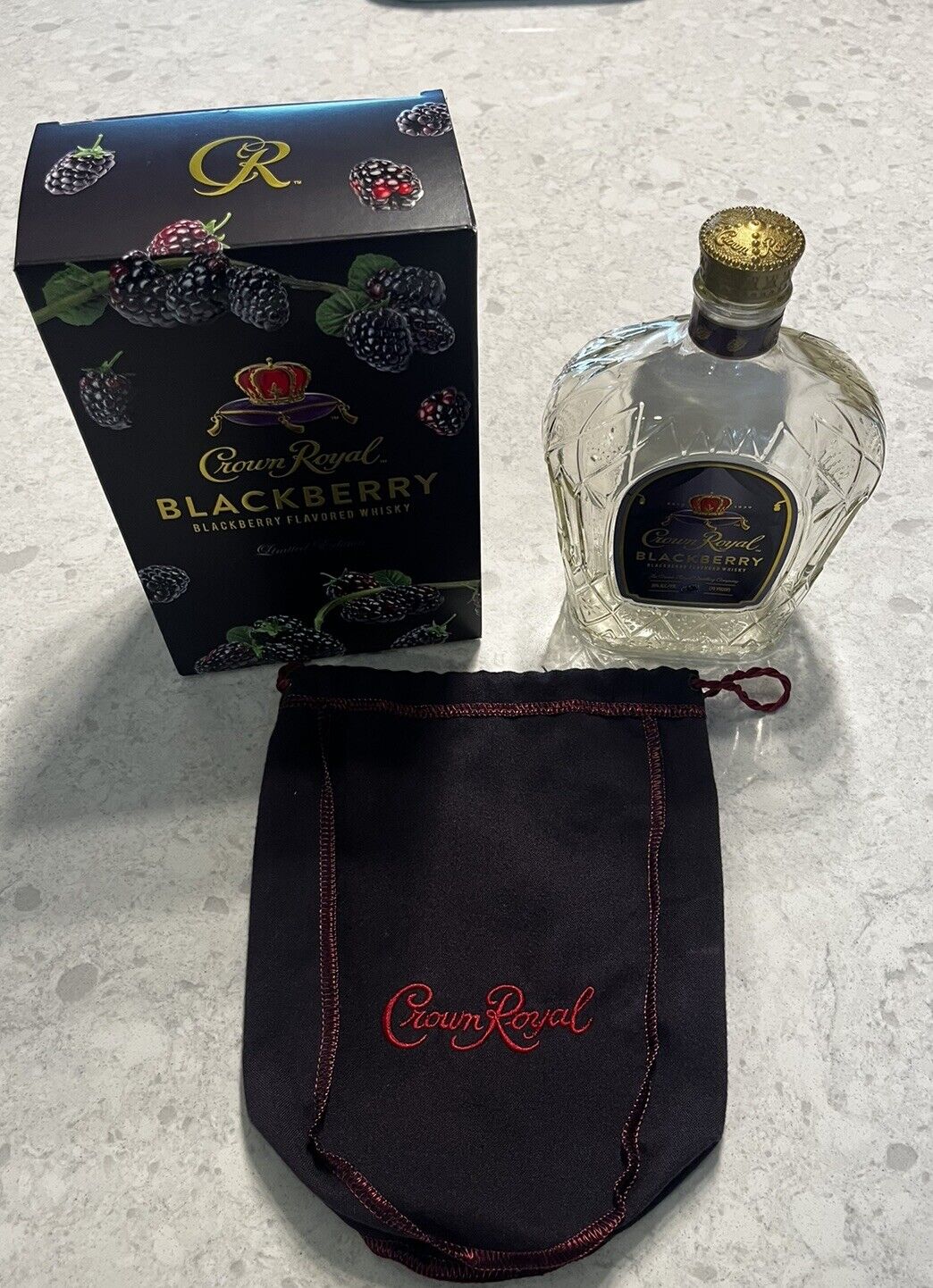 Crown Royal Blackberry Box Bag & Empty Bottle Limited Edition 🔥🥃