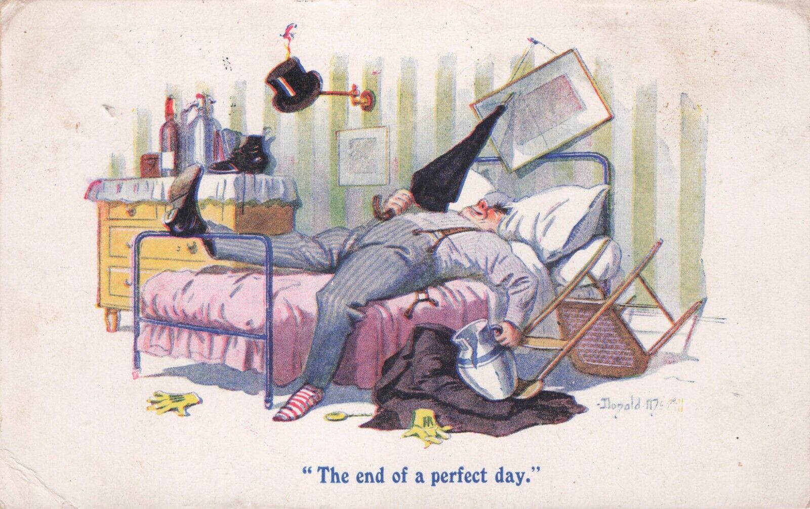 Artist Signed Don McGill End of A Perfect Day (after Clubbing) Postcard 1920
