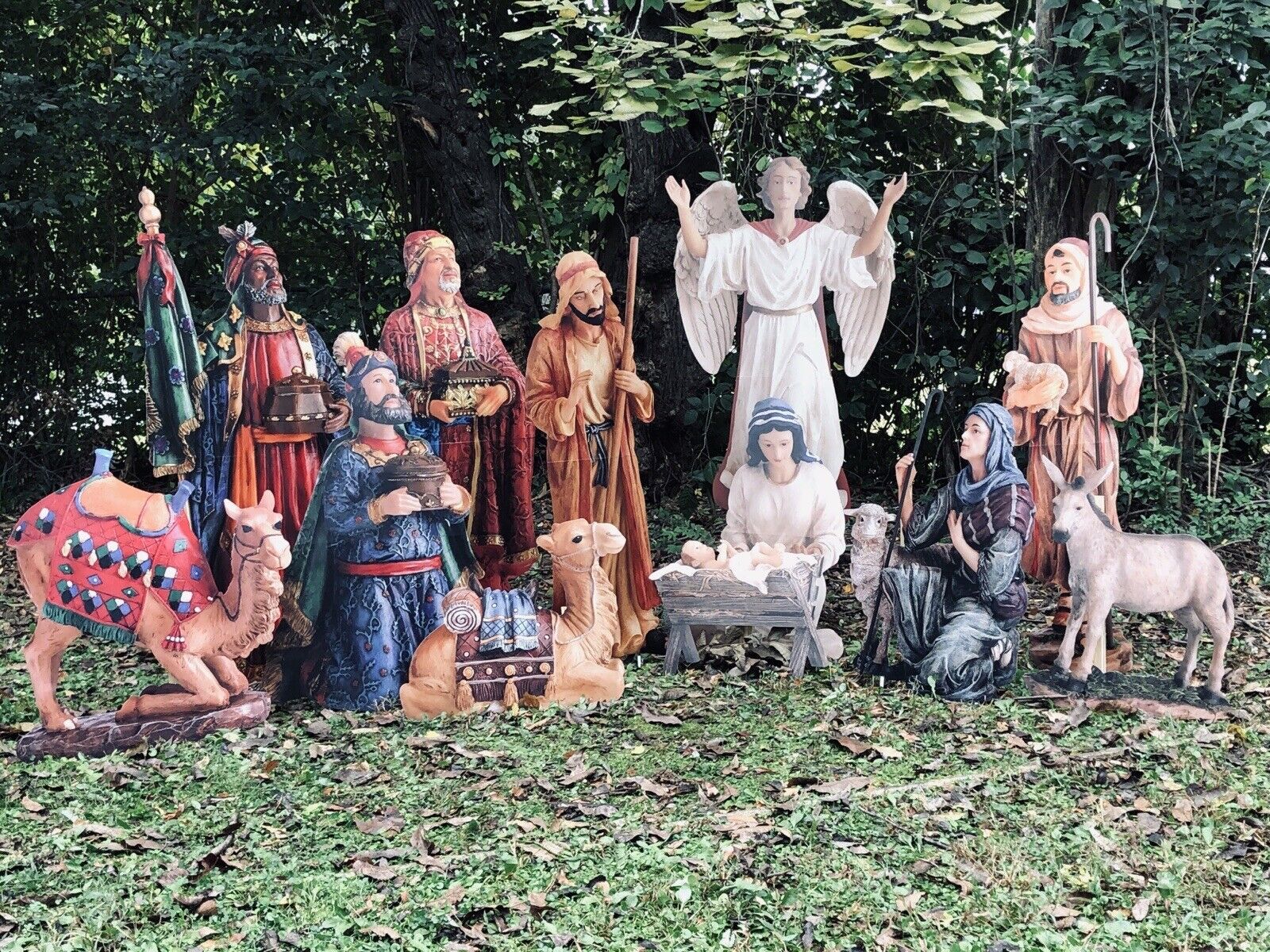 Large Outdoor Nativity Set by Three Kings - Metal. 3-D Look. 