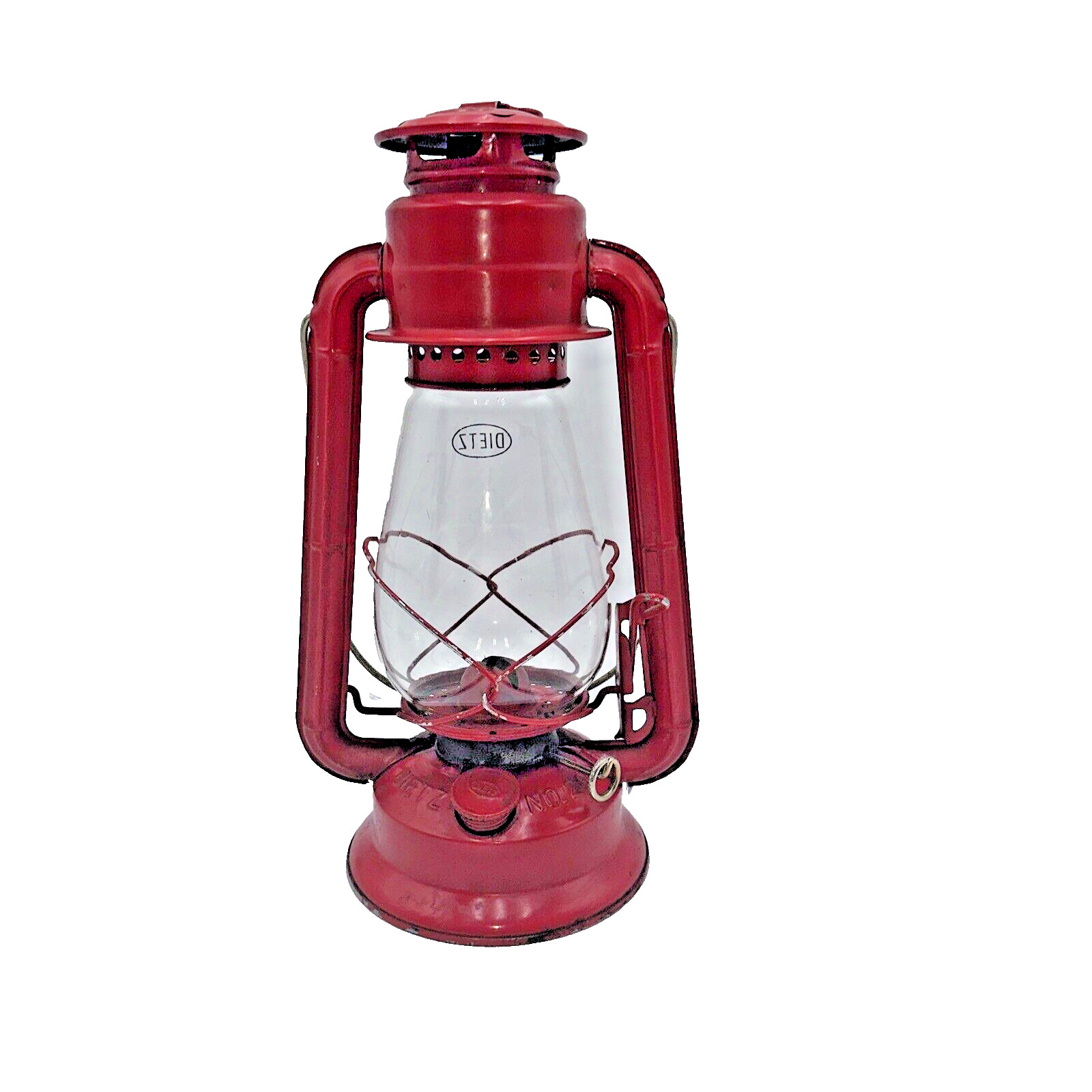 VTG DIETZ Junior No 20 Red Kerosene Lantern Lamp w/Glass Globe 12.5” Estate Item