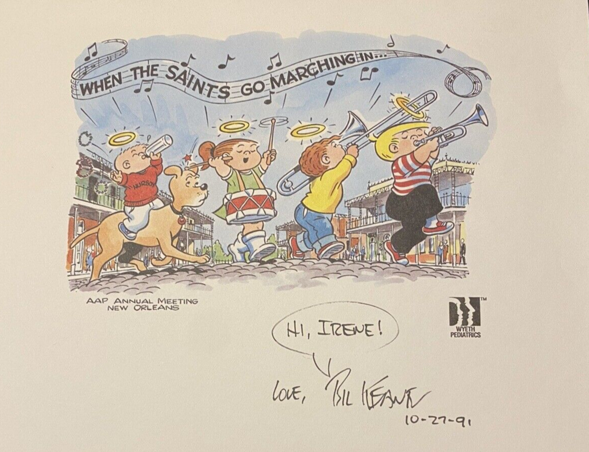 Bil Keane (1922-2011) Cartoonist, Artist, The Family Circus Comic, Signed 1991