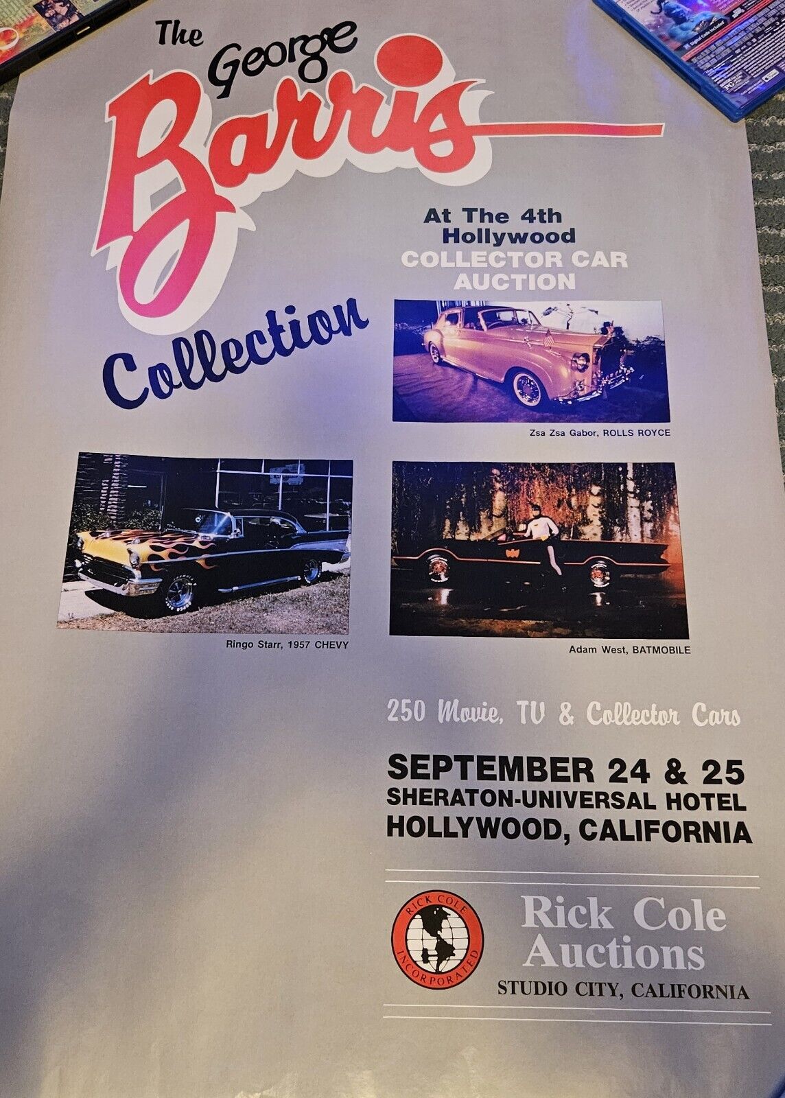 George Barris – Cars of the Stars Auction Poster 4th Hollywood Collector 1983