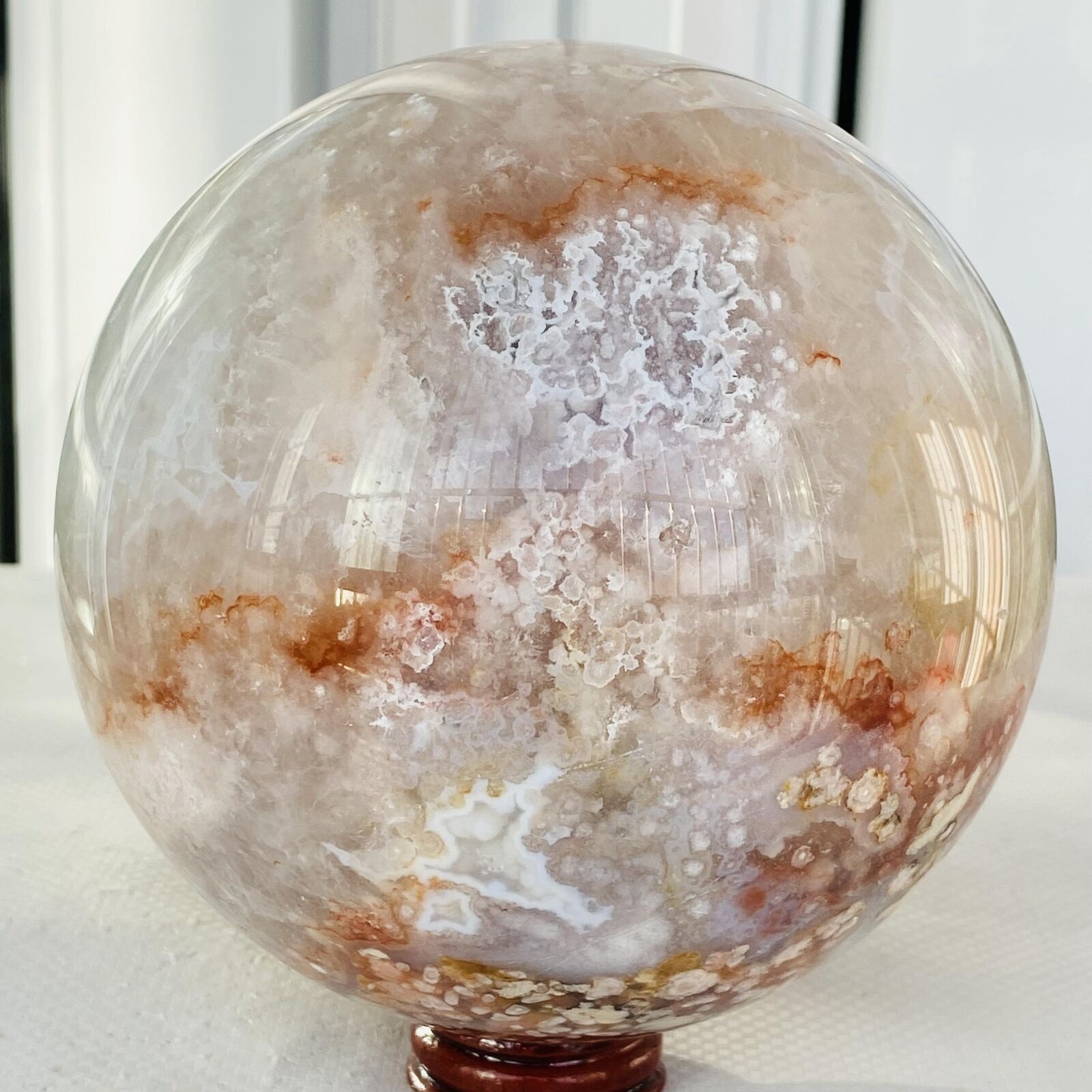 2800g Natural Cherry Blossom Agate Sphere Quartz Crystal Ball Healing