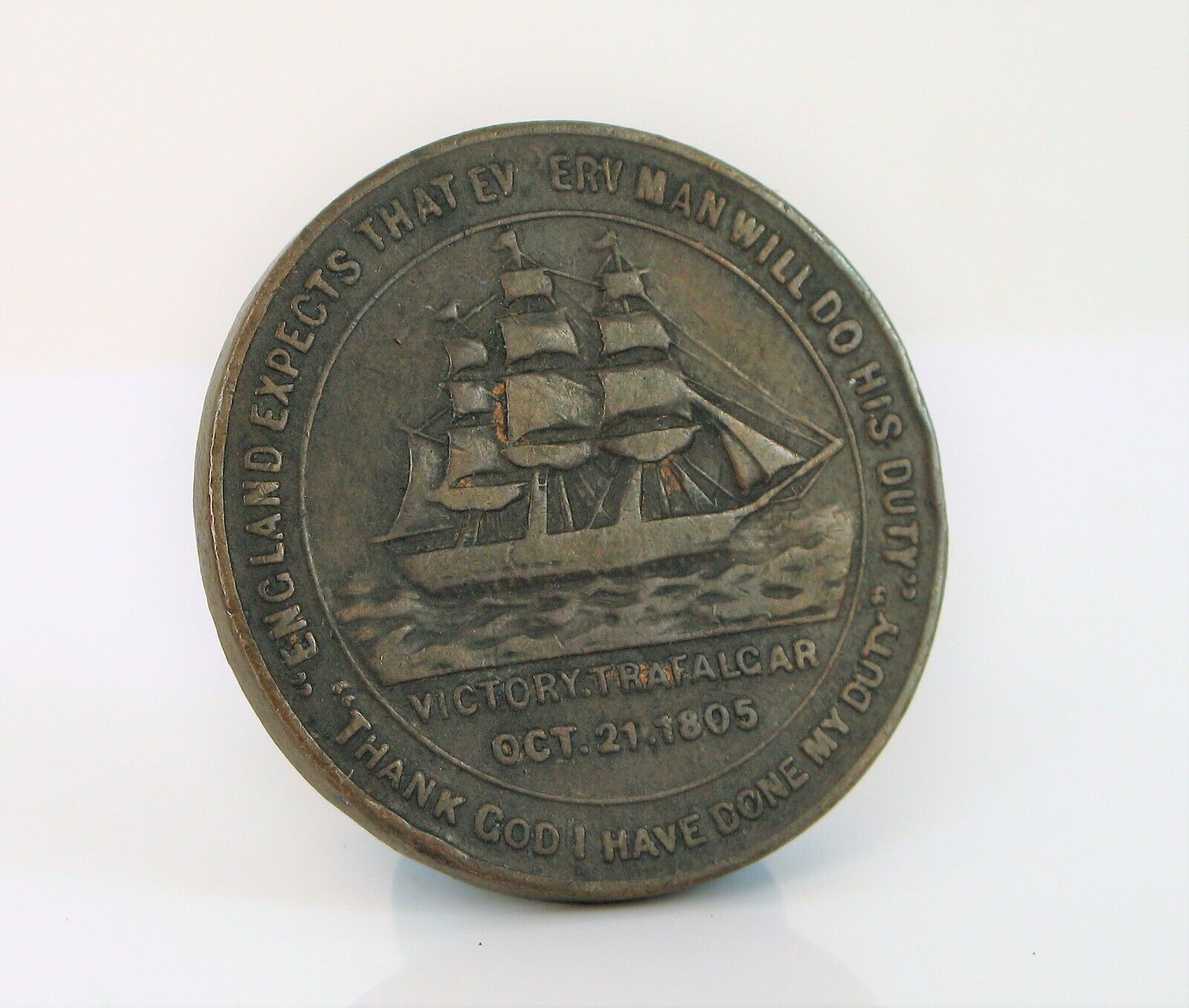 VINTAGE CENTENARY OF THE DEATH OF NELSON UK COIN TOKEN HMS VICTORY ADMIRAL 