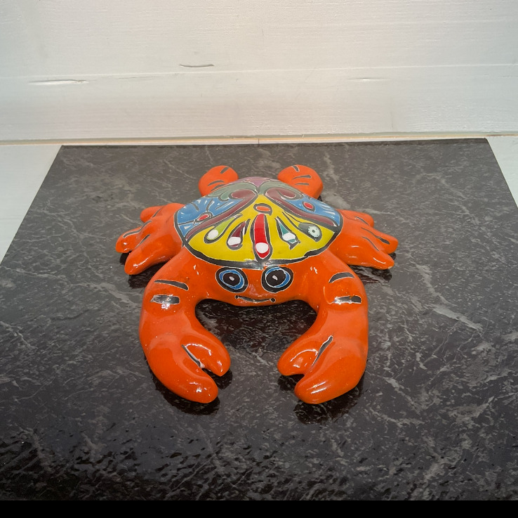 Vintage - Mexican Talavera Terracotta - Animals - Crab - Hand Painted - 7 X 3.5