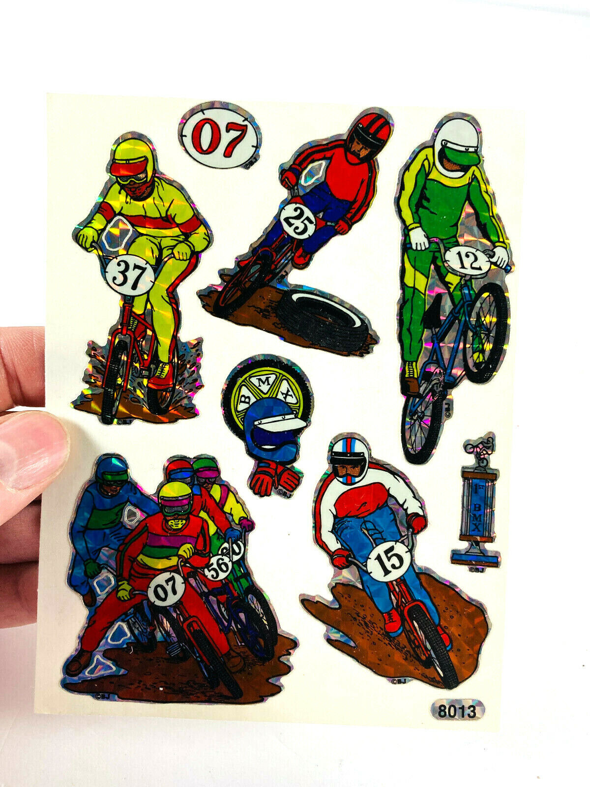 vtg 1980\'s BMX Bicycle Racing Bike Holographics Sticker Set 8013 Motorcross 