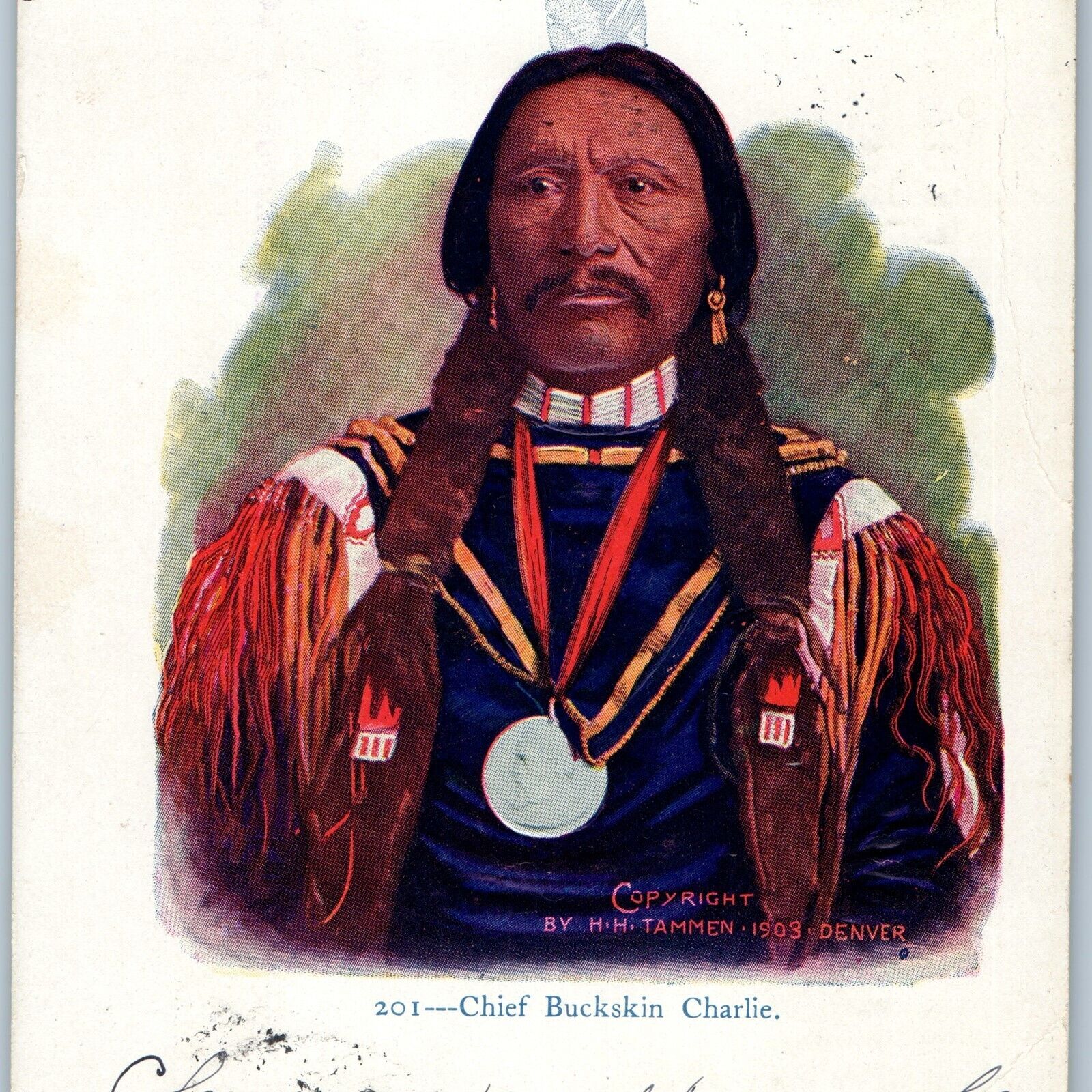 1903 UDB Chief Buckskin Charlie Embossed Indian Native American HH Tammen A188