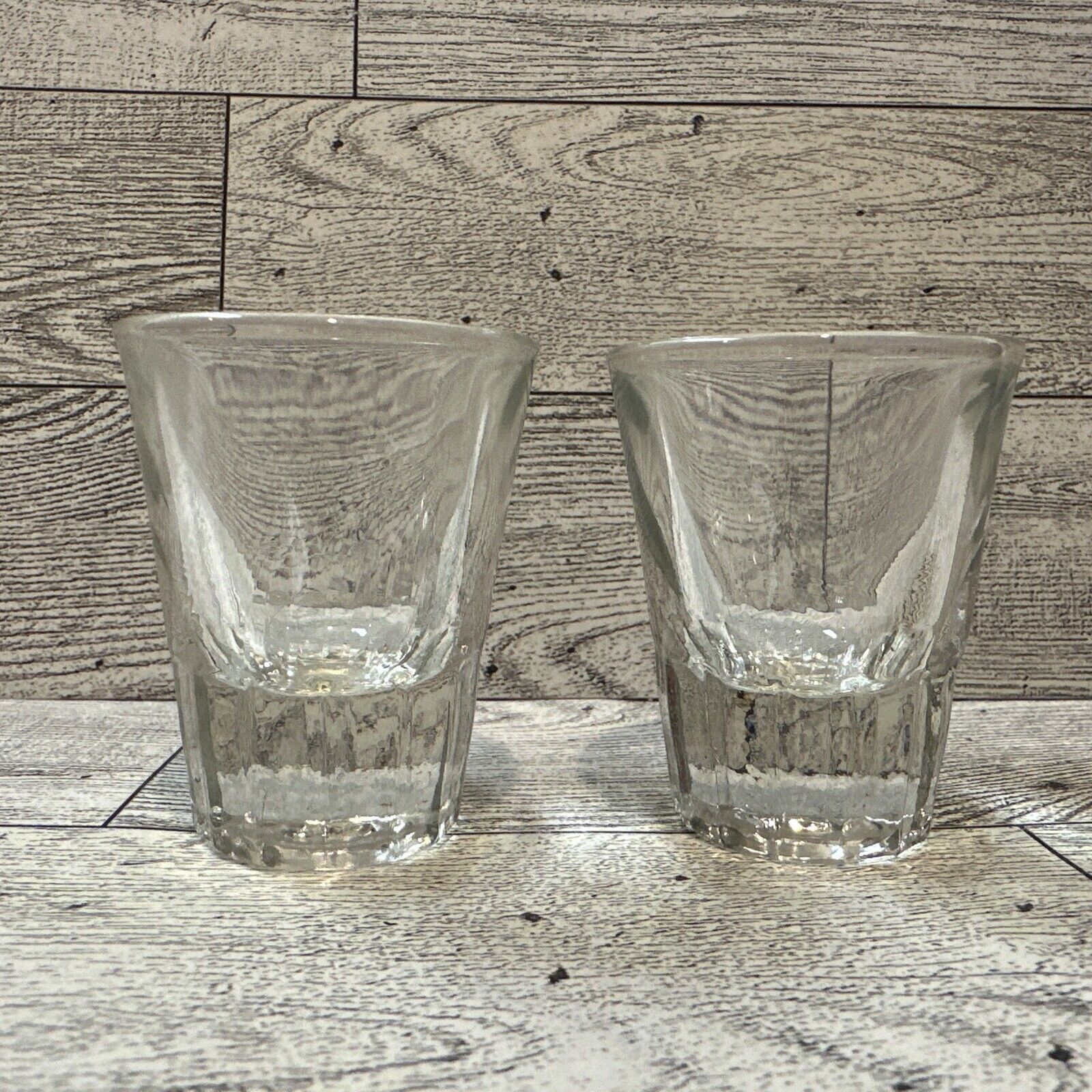 Heavy Bottom Clear Shot Glasses 2.5x1.75” Vintage (Set Of 2)