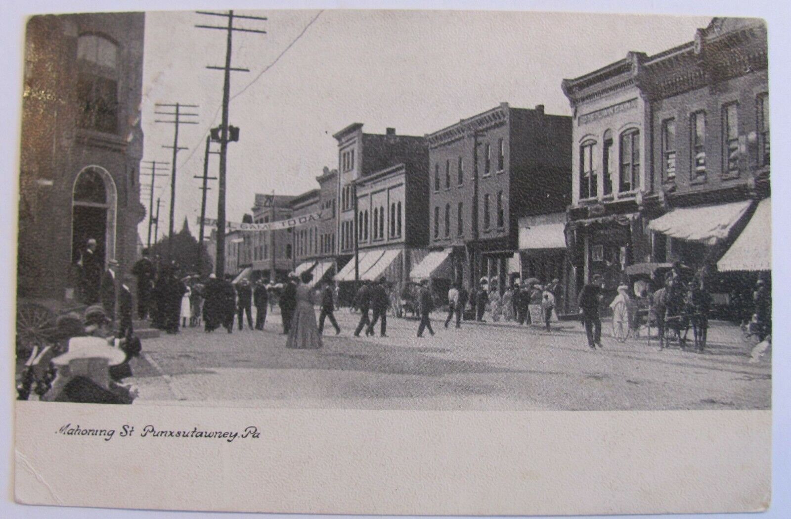 Mahoning Street Punxsutawney PA Glen Campbell 1908 Postcard M21
