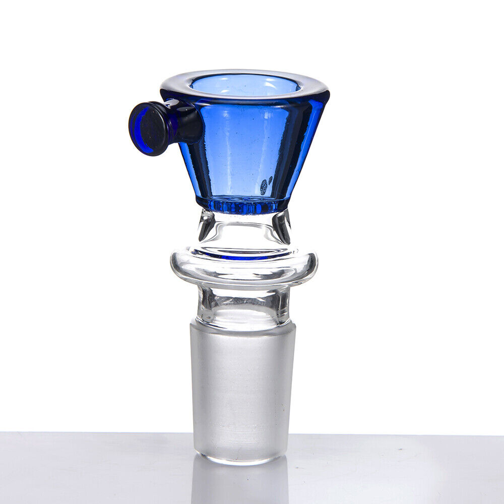 Glass Funnel Bowl Glass Slide Bowl with 6 Holes Honeycomb Screen 14mm male Blue