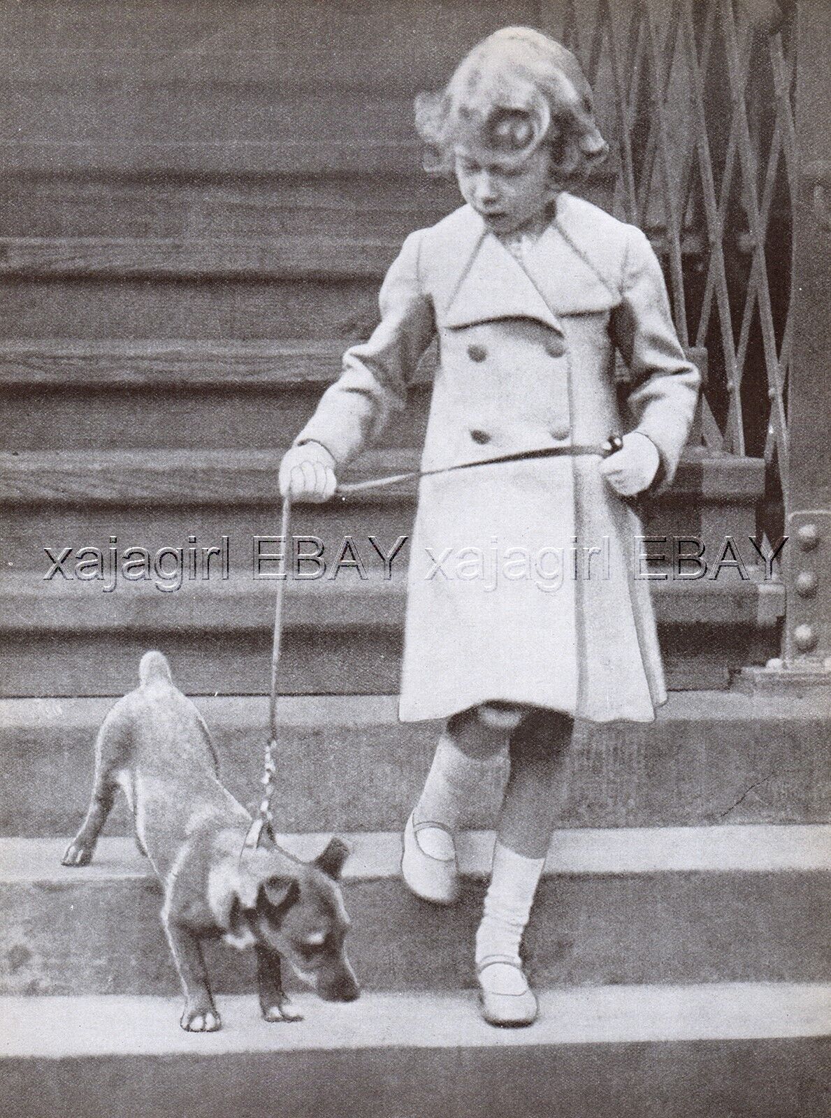 DOG Pembroke Welsh Corgi & Elizabeth II (as Princess), Vintage Print 1930s