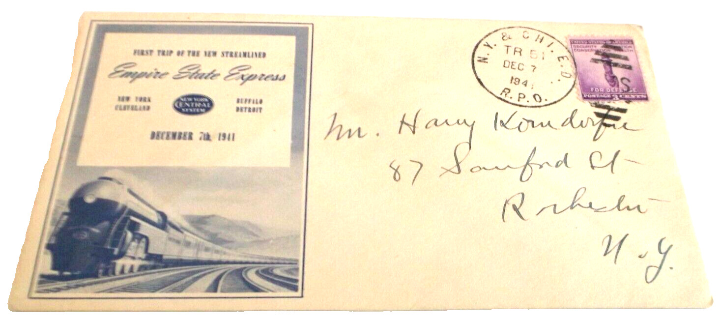 1941 HISTORIC NEW YORK CENTRAL NYC THE EMPIRE STATE EXPRESS PEARL HARBOR DAY K