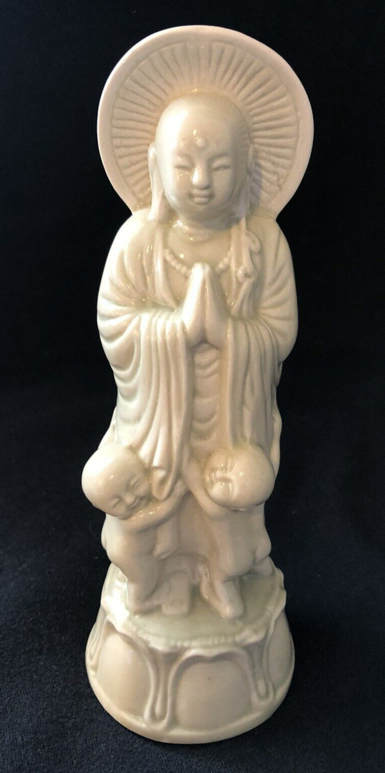Buddhist Ceramic Figurine 7 inches tall Vintage  Djizo komori  - Jizo Babysitter