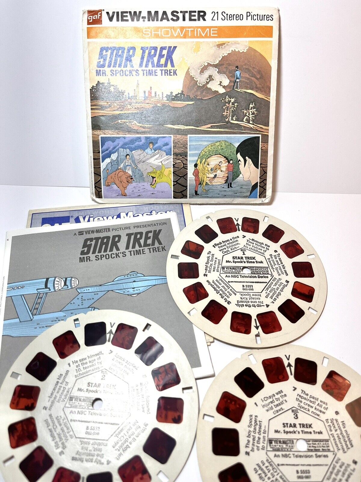 View-Master 1974 STAR TREK Mr. Spock's Time Trek B555 3 Reel Set Booklet Vintage