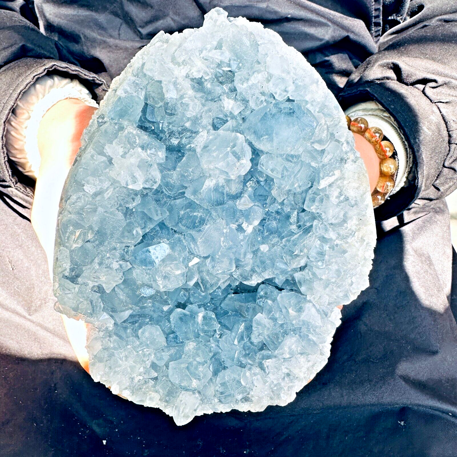 4.84LB Natural Beautiful Blue Celestite Crystal Geode Cave Mineral Specim 2200g