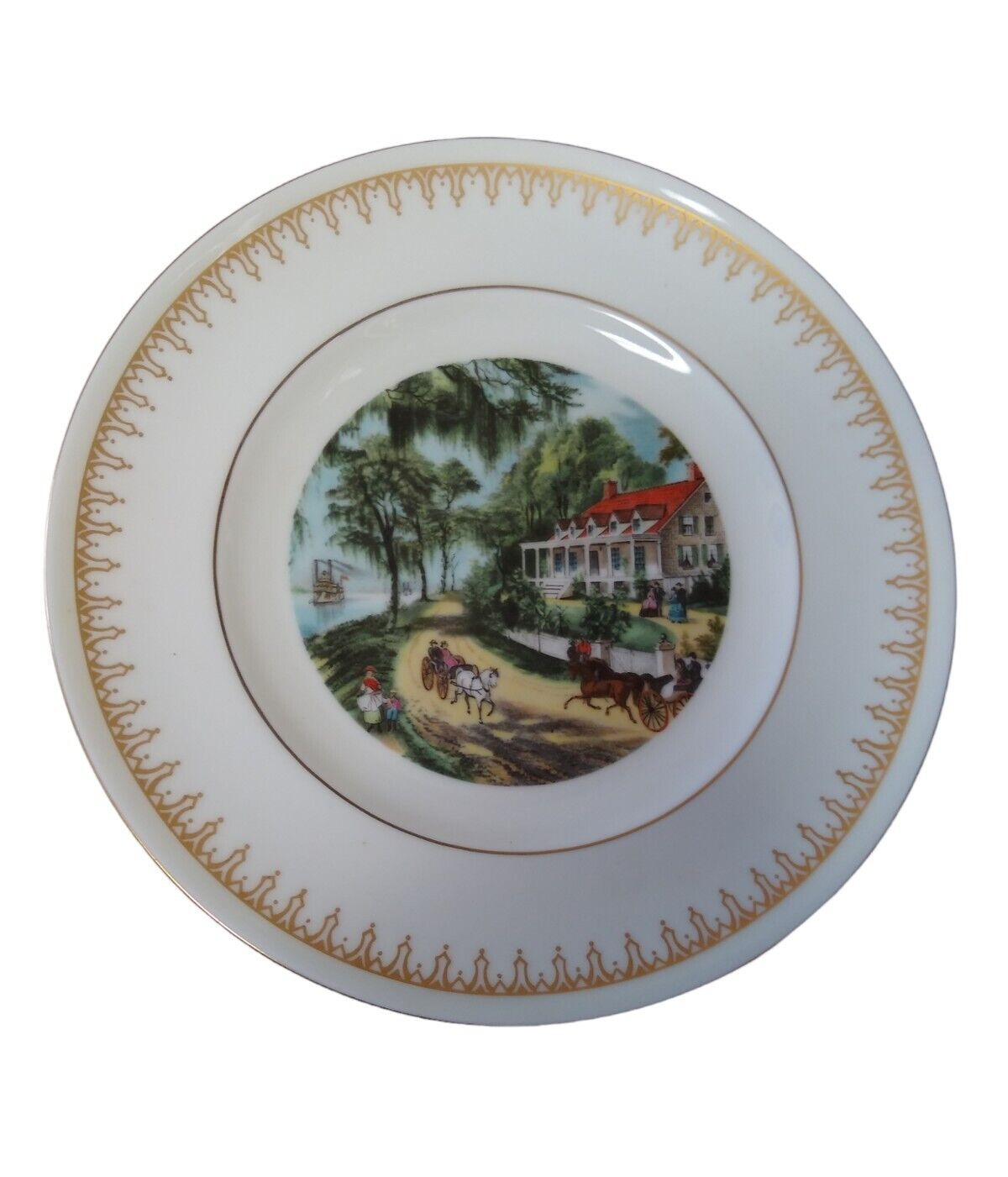 Bing & Grondahl B&G Currier And Ives Plate Home On The Mississippi Vintage