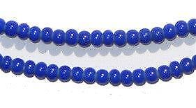 Blue White Heart Beads 4mm Ghana African Seed Glass 24 Inch Strand Handmade