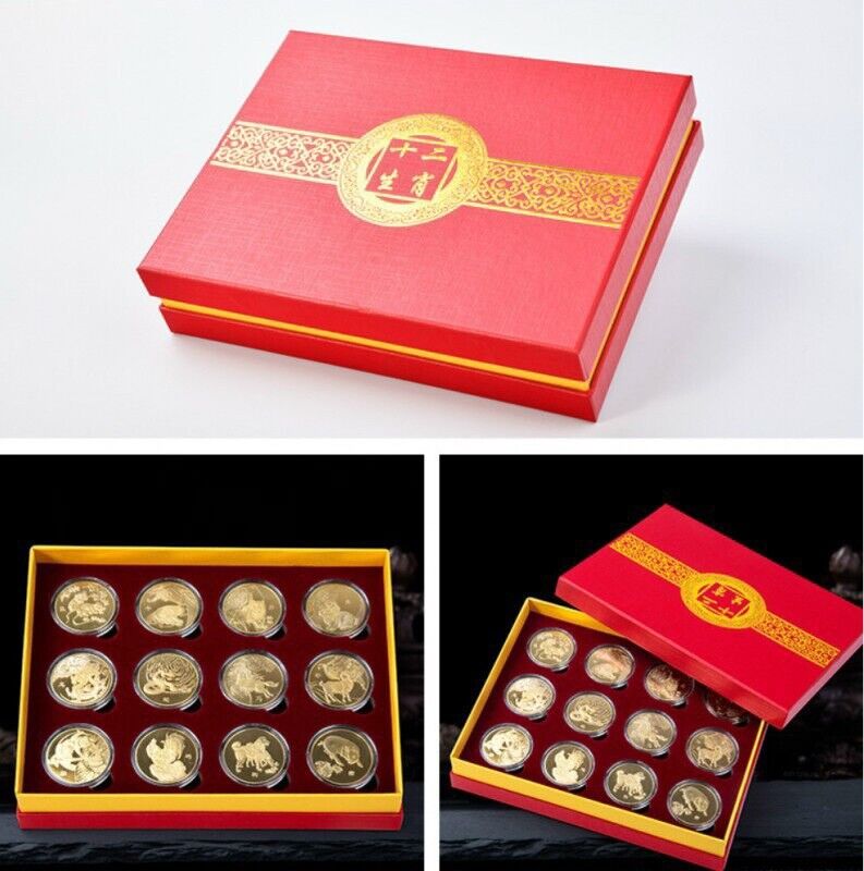 12 Chinese Zodiac 18K plated copper Coin, GIFT Idea special for Lunar New Year