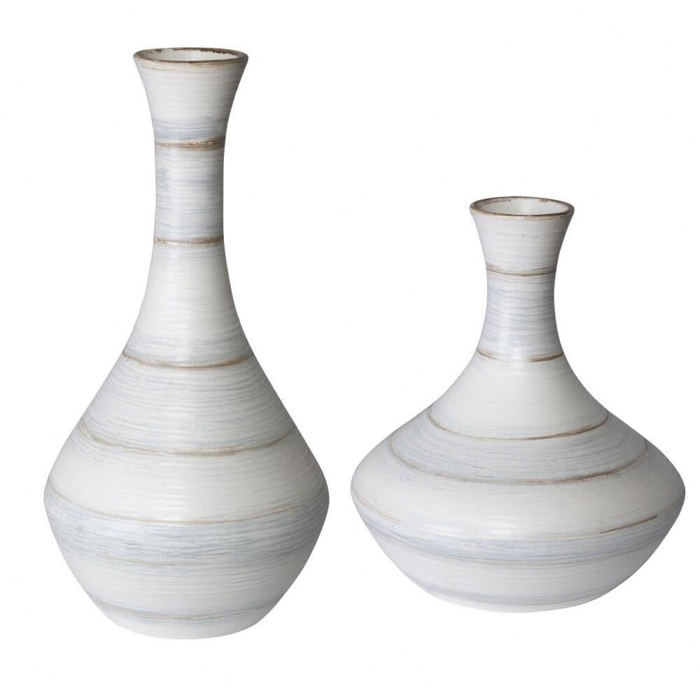 Branksome Leaze - 20.6 Inch Fluted Striped Vase (Set of 2) - Decor - Vases -