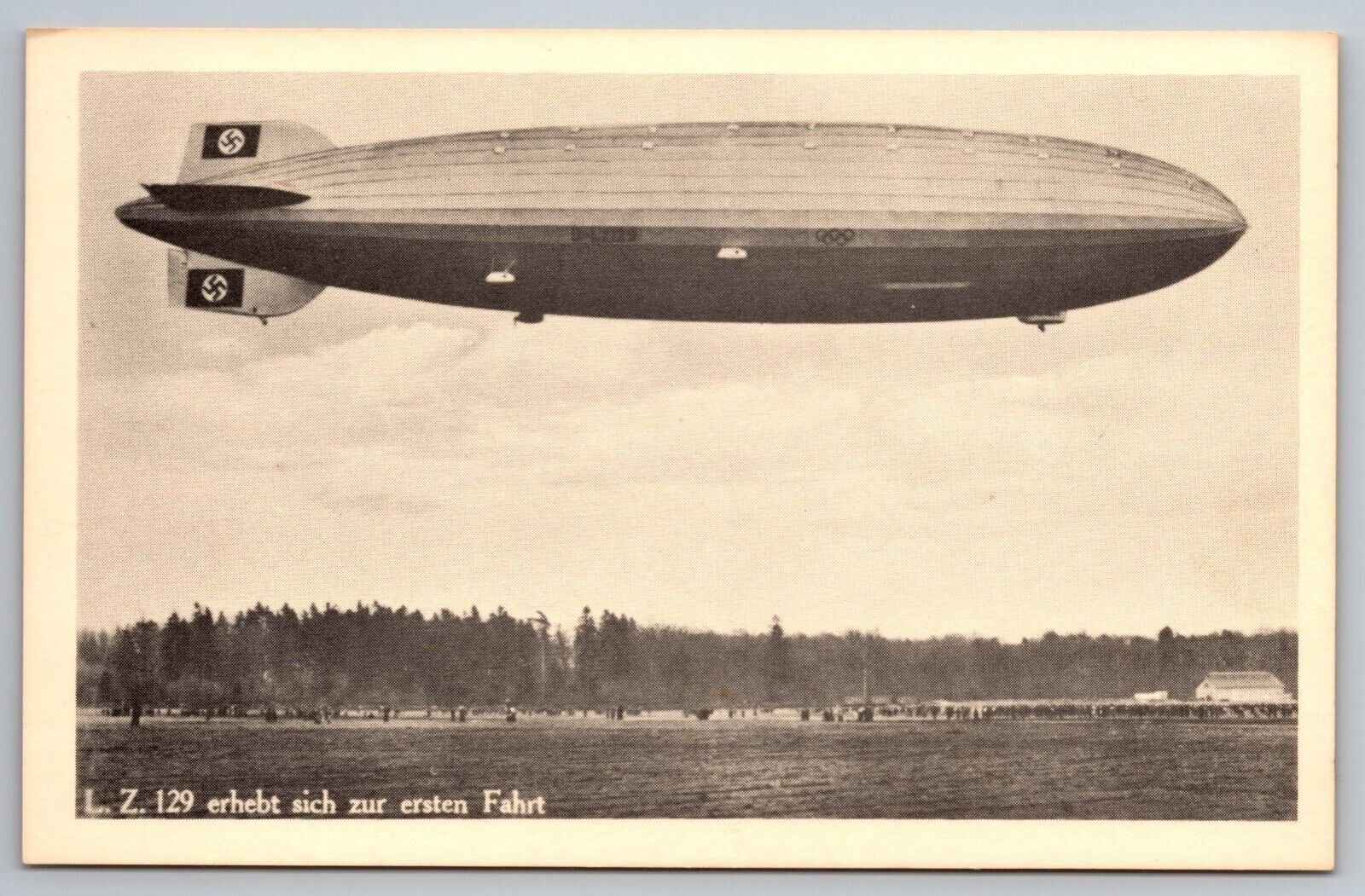 Vintage Hindenburg Postcard - L.Z. 129 Maiden Voyage Takeoff German 1936