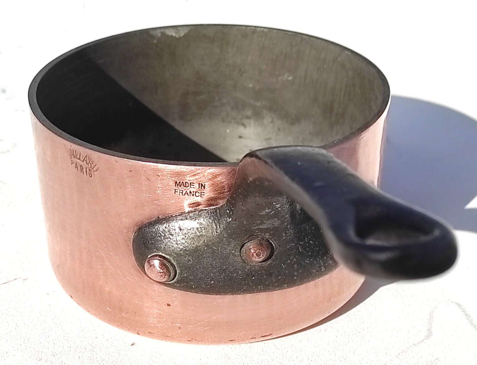 Vintage 4.9inch French Copper Saucepan Gaillard Hammered Tin Lining 2.5mm 2lbs