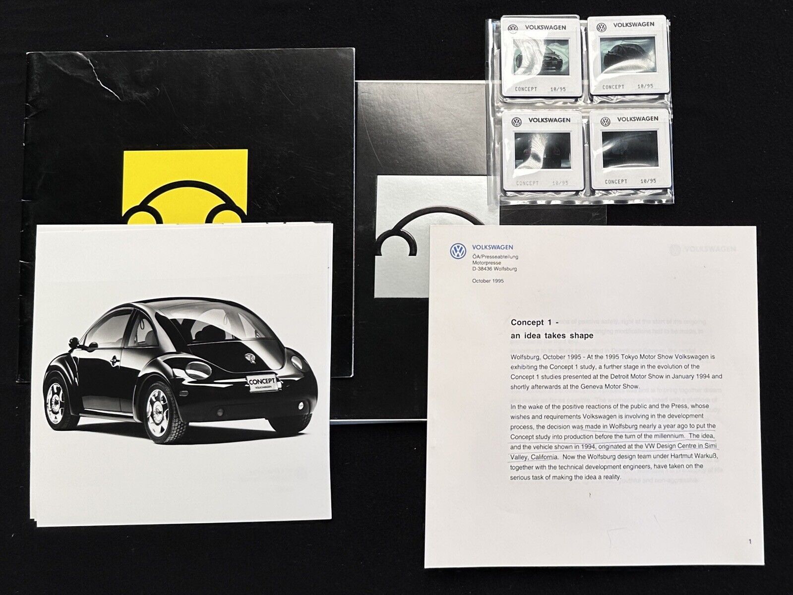 October 1995 Volkswagen Concept 1 New Beetle Press Kit Photos Slides Prospekt