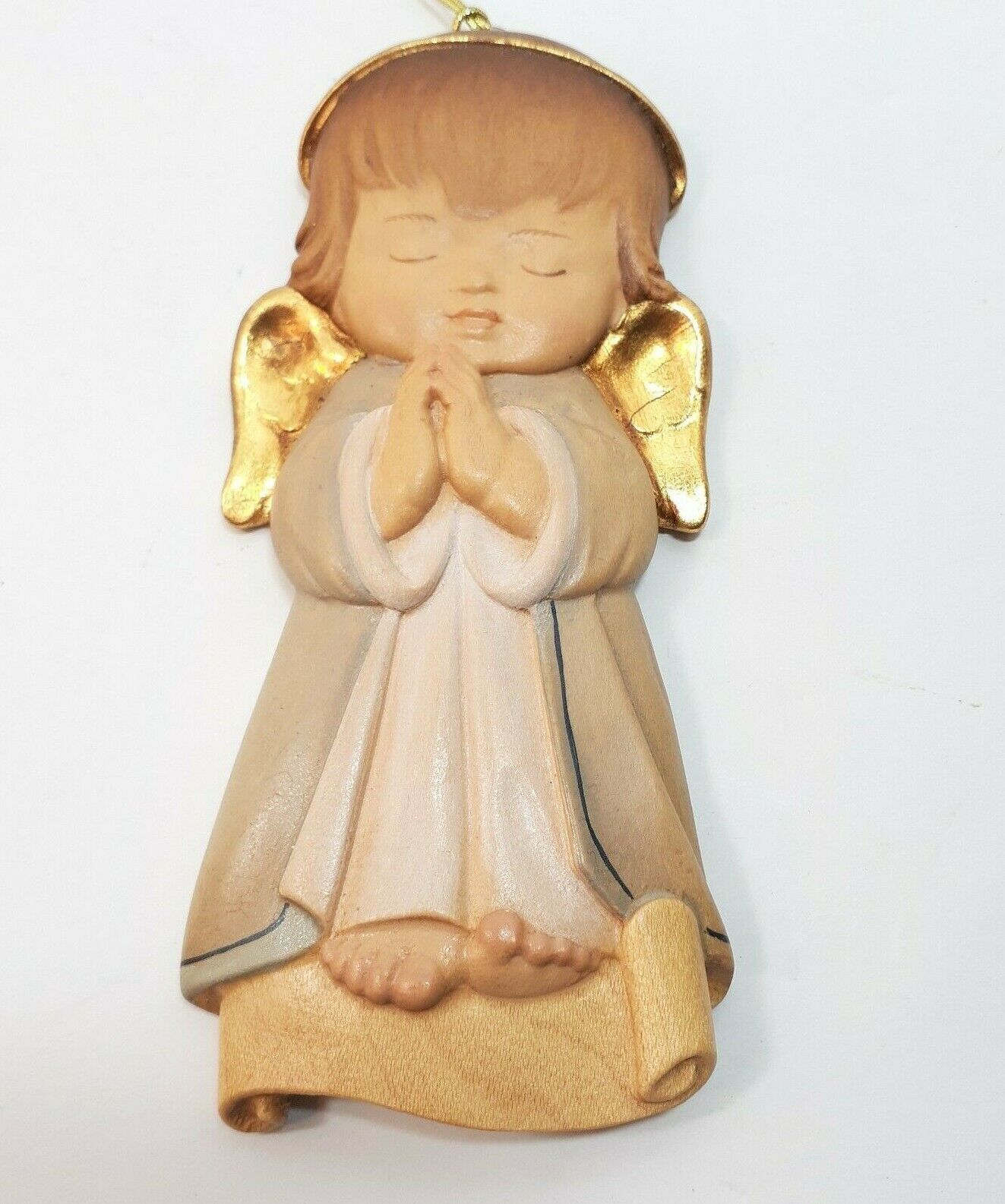 LEPI Woodcarvings Guardian Angel Painted in Italy Wall Plaque Hanging Ornament