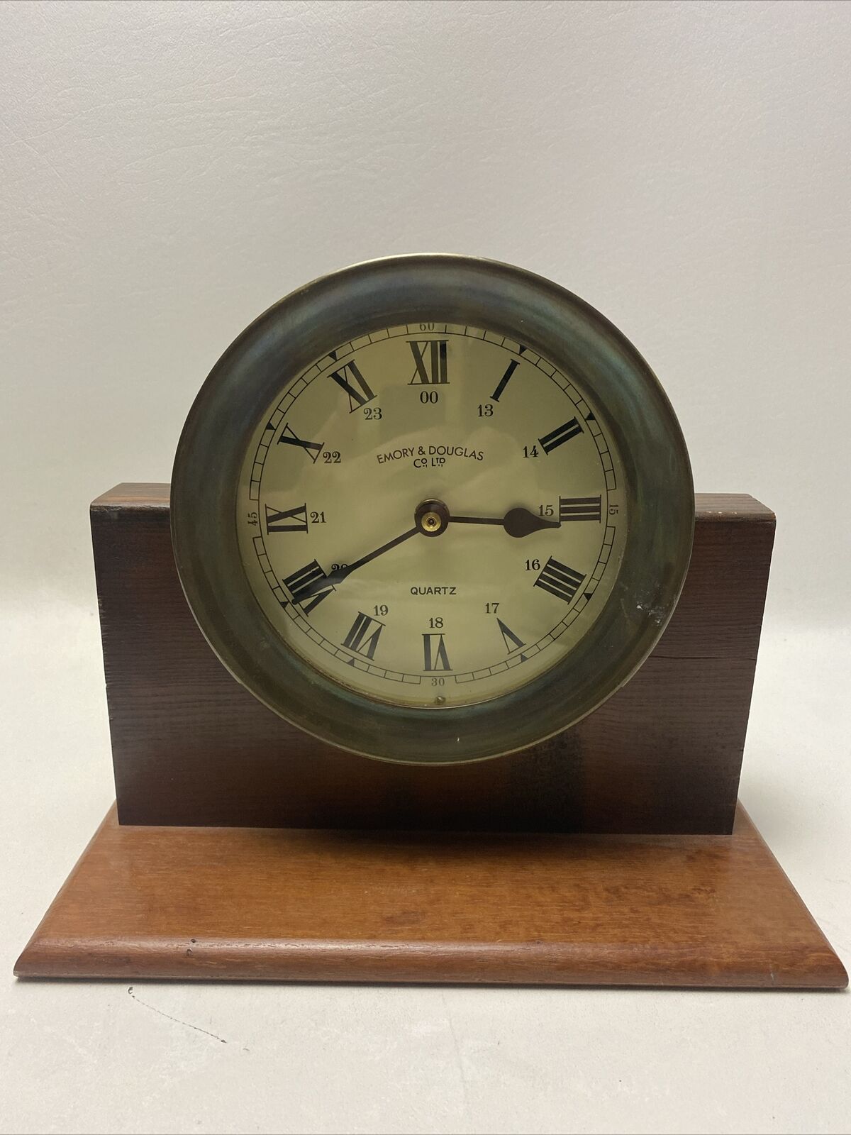 Vintage Maritime Nautical EMORY & DOUGLAS Co. Ship Portal Battery Operated Clock