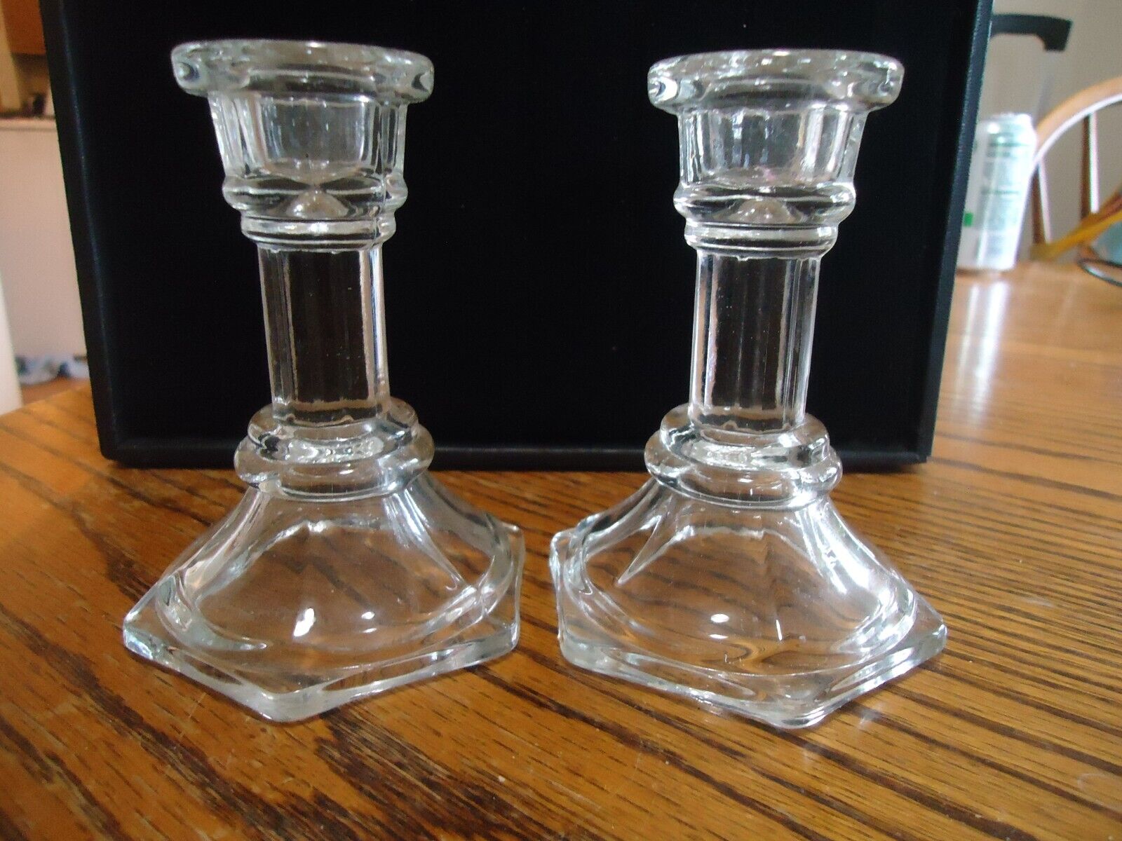 Clear Glass Taper Candle Holders Set of 2-- 4\